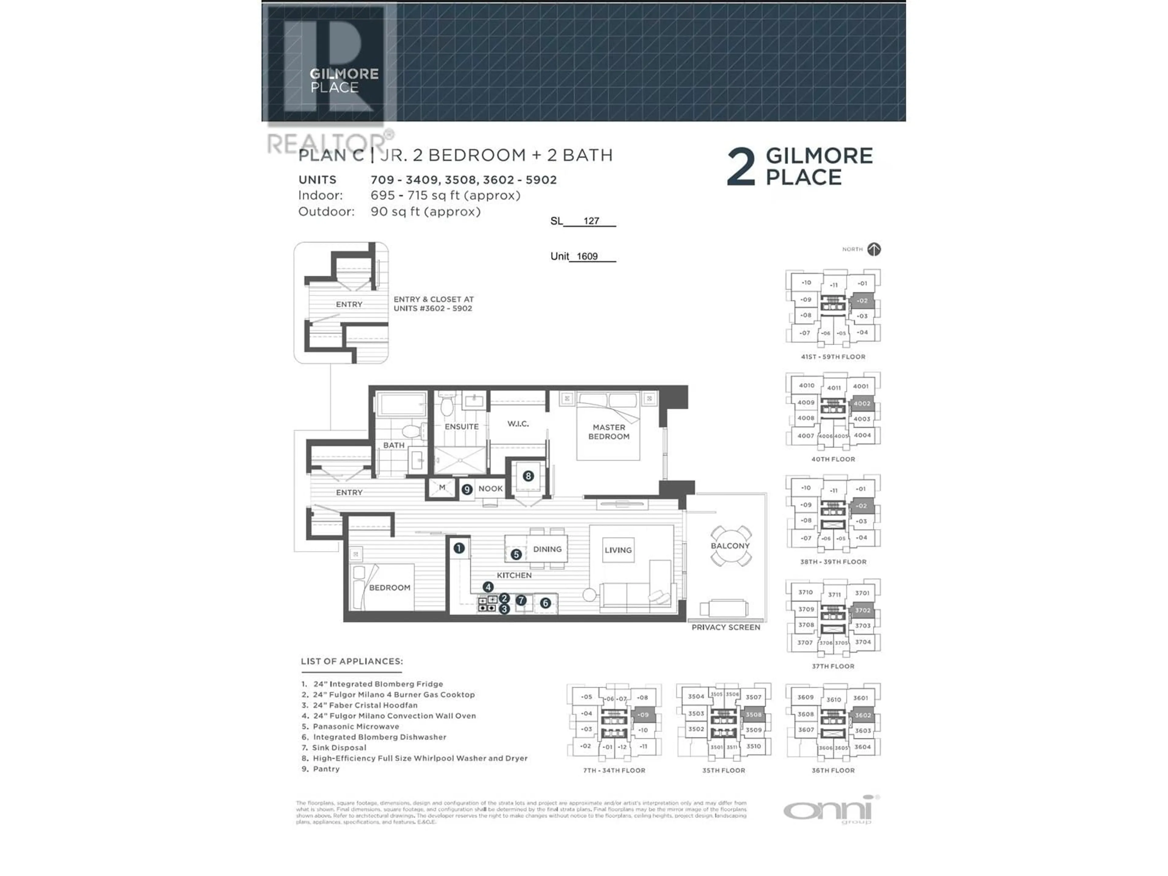 Floor plan for 1609 2108 GILMORE AVENUE, Burnaby British Columbia V5C0N8