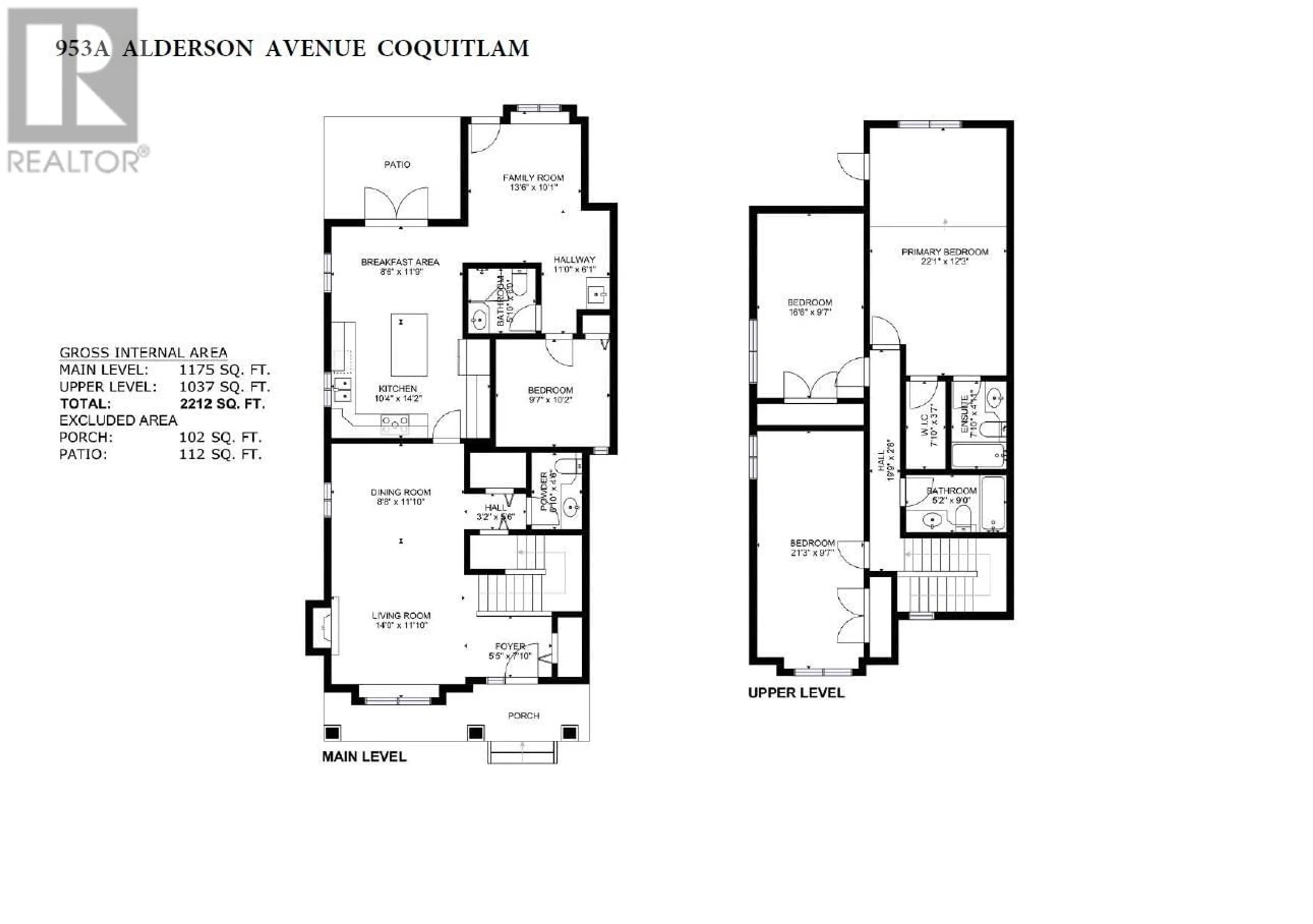 Floor plan for 953A ALDERSON AVENUE, Coquitlam British Columbia V3K1V7