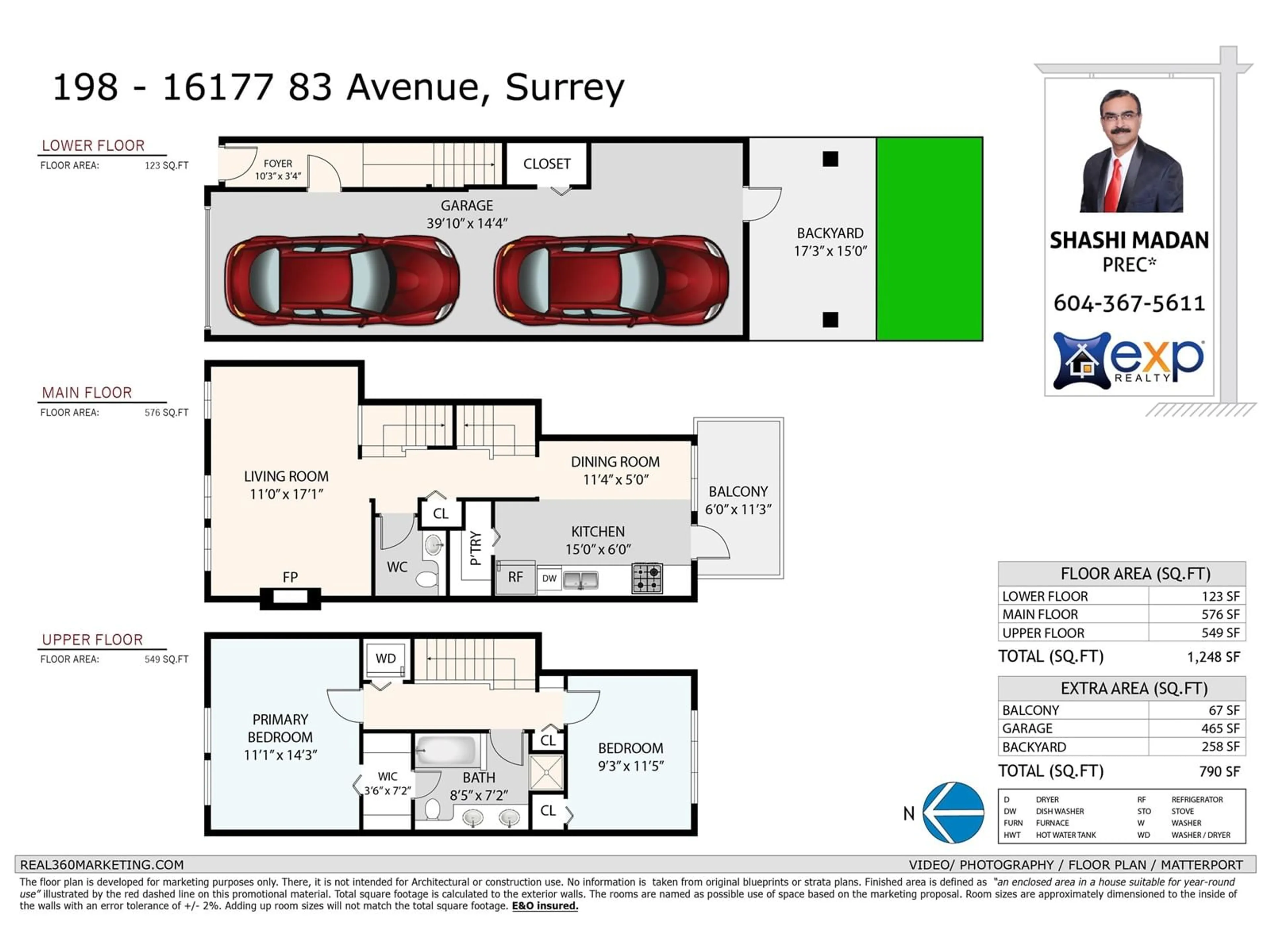 Floor plan for 198 - 16177 83, Surrey British Columbia V4N5T3