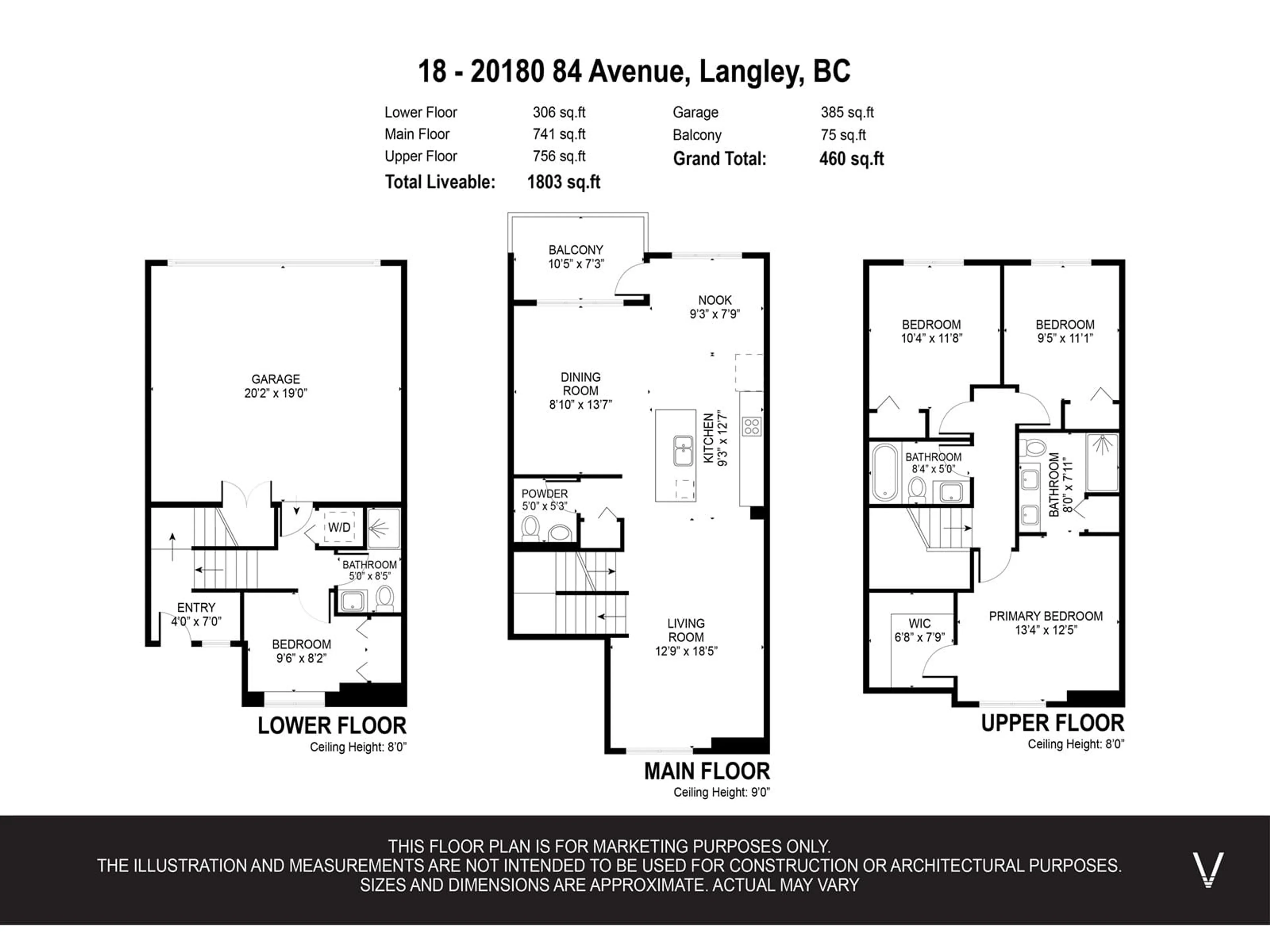 Floor plan for 18 20180 84 AVENUE, Langley British Columbia V2Y3N5