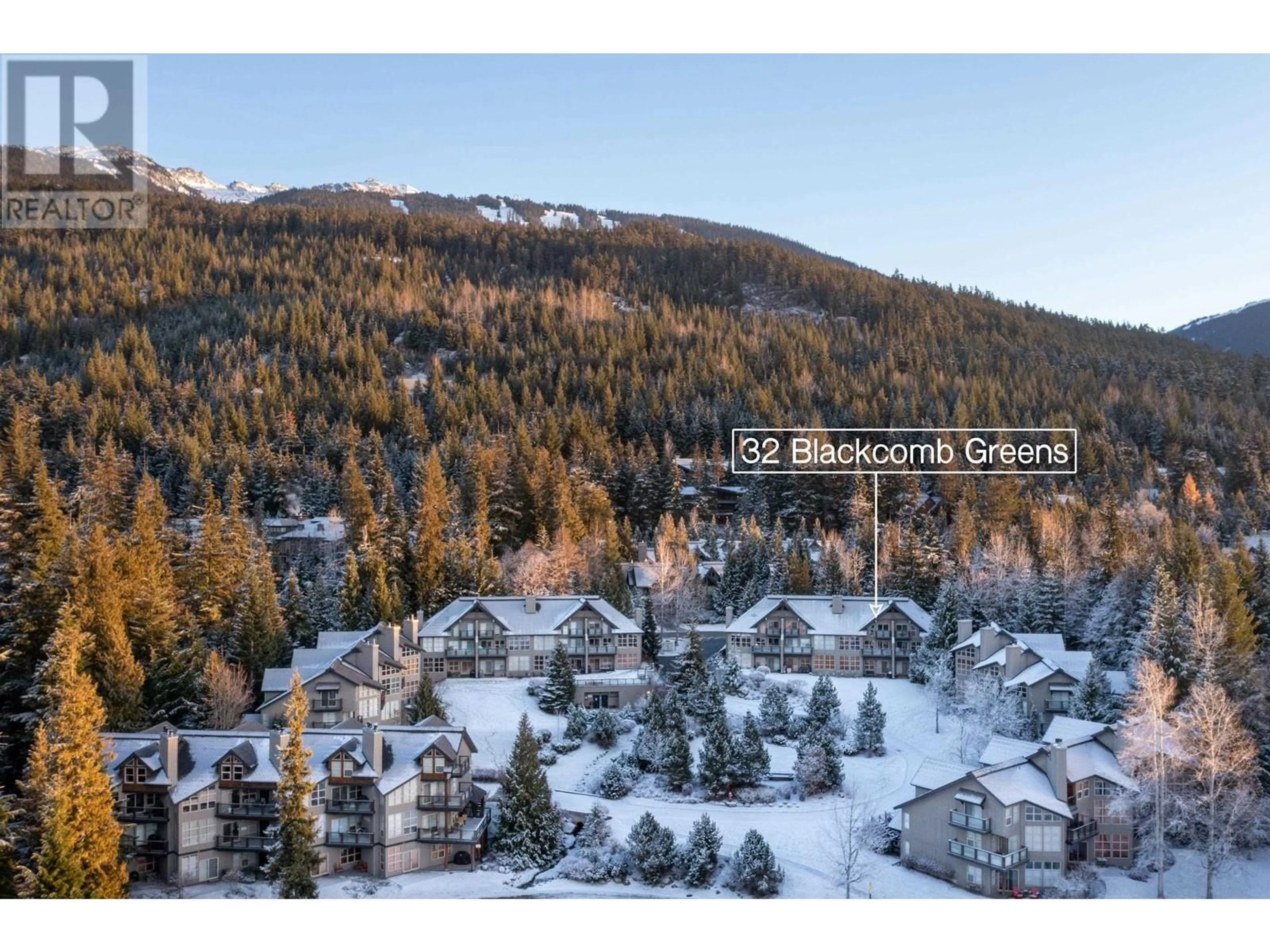 A pic from outside/outdoor area/front of a property/back of a property/a pic from drone, forest/trees view for 32 4644 BLACKCOMB WAY, Whistler British Columbia V8E0H2