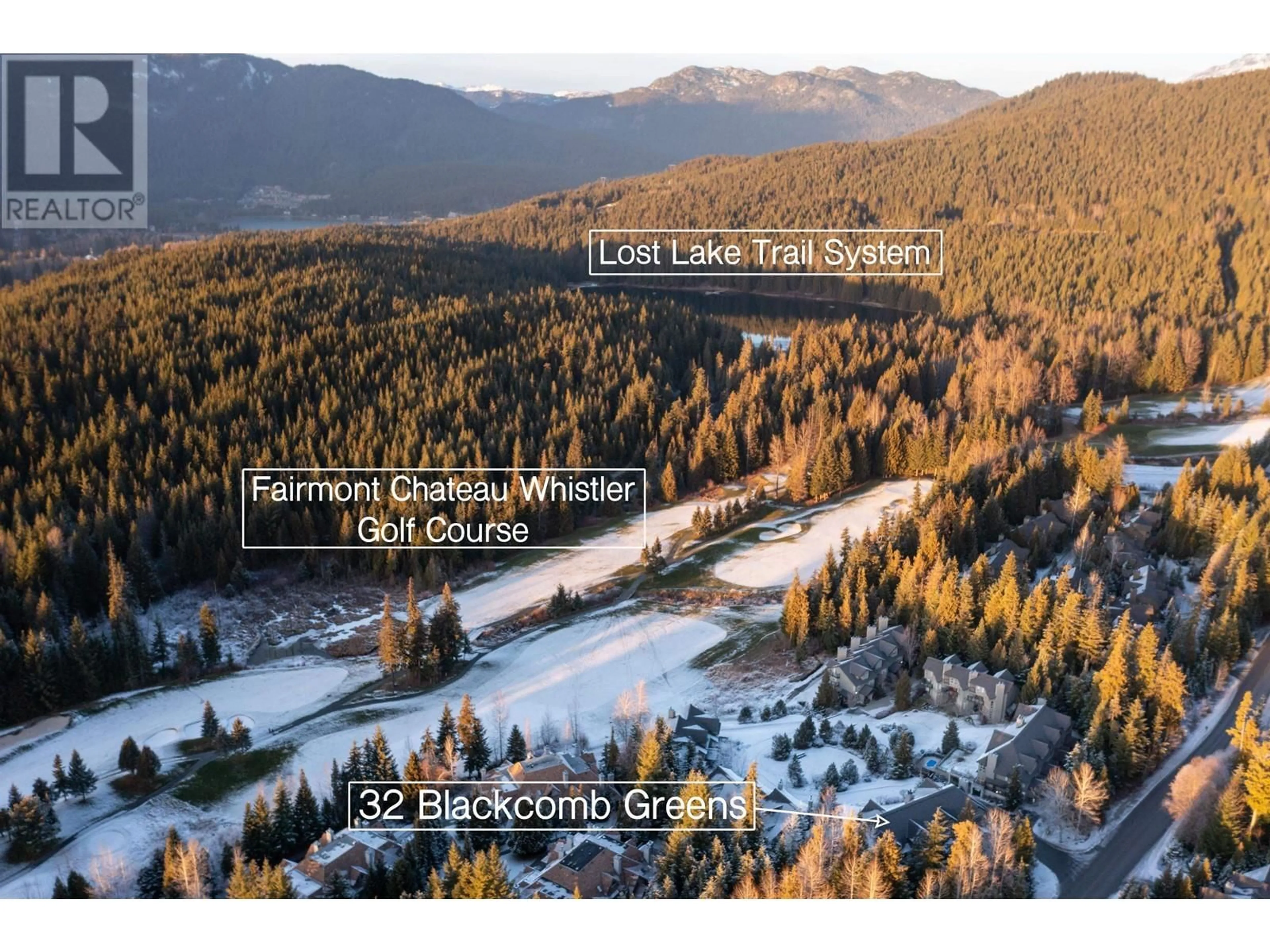 A pic from outside/outdoor area/front of a property/back of a property/a pic from drone, forest/trees view for 32 4644 BLACKCOMB WAY, Whistler British Columbia V8E0H2