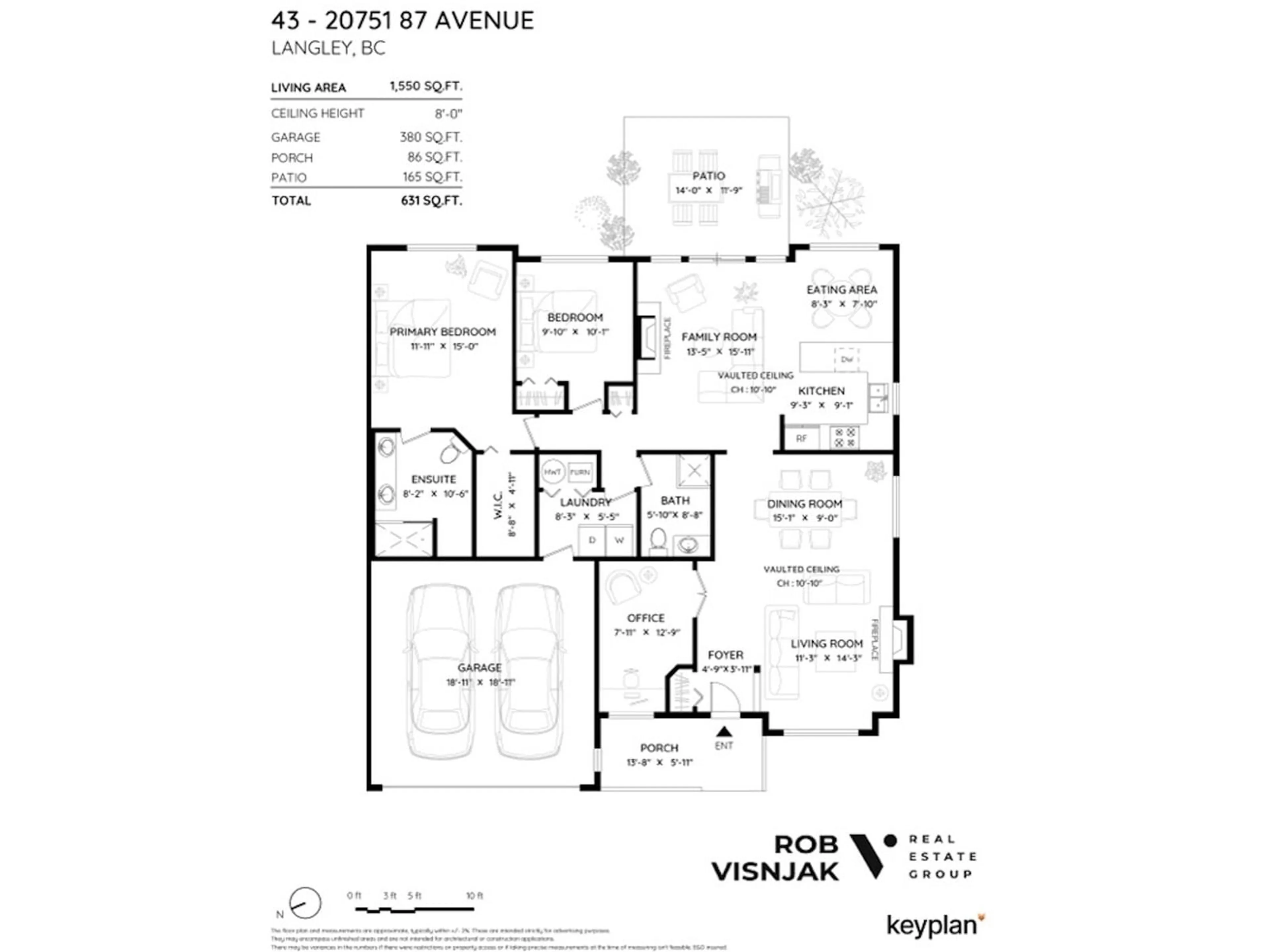 Floor plan for 43 20751 87 AVENUE, Langley British Columbia V1M2X3