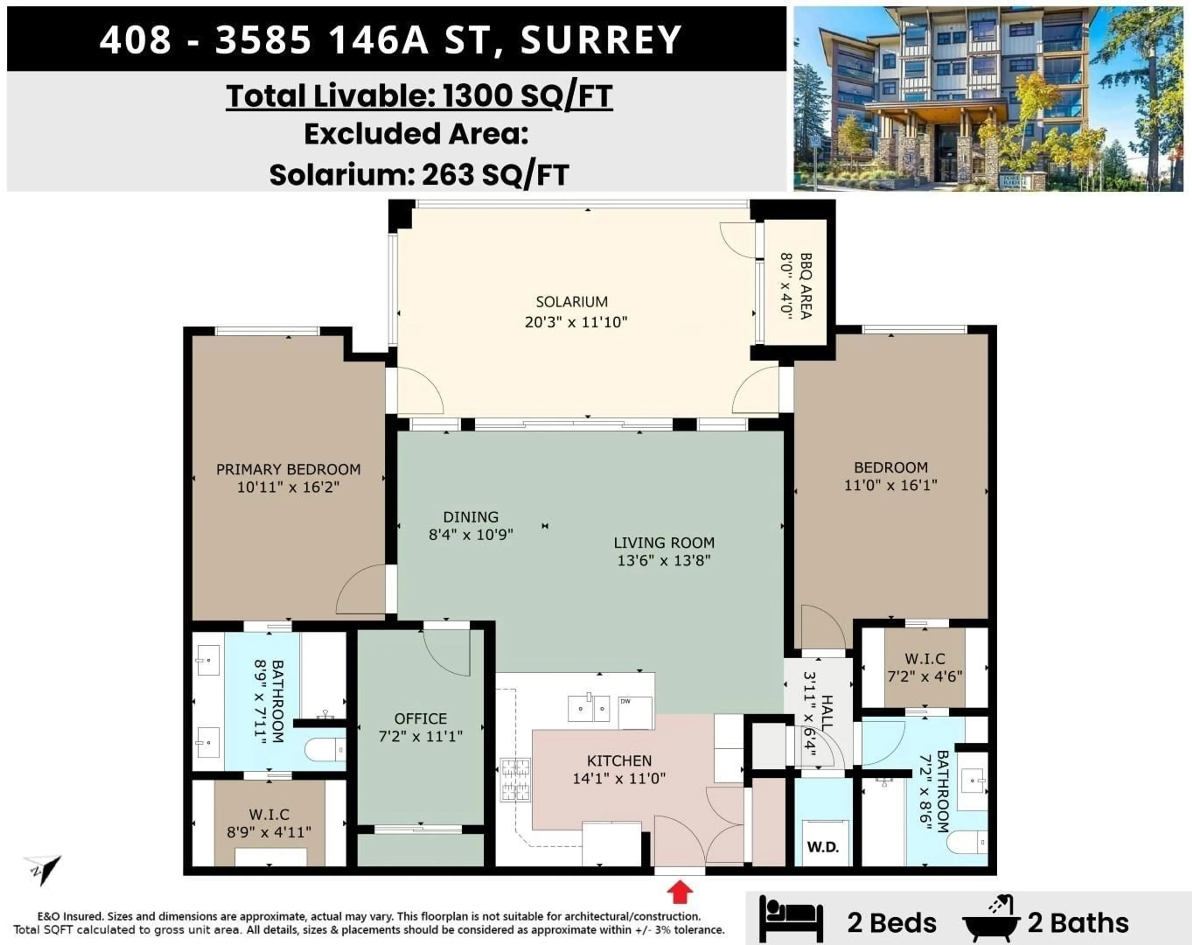 Floor plan for 408 3585 146A STREET, Surrey British Columbia V4P0G9