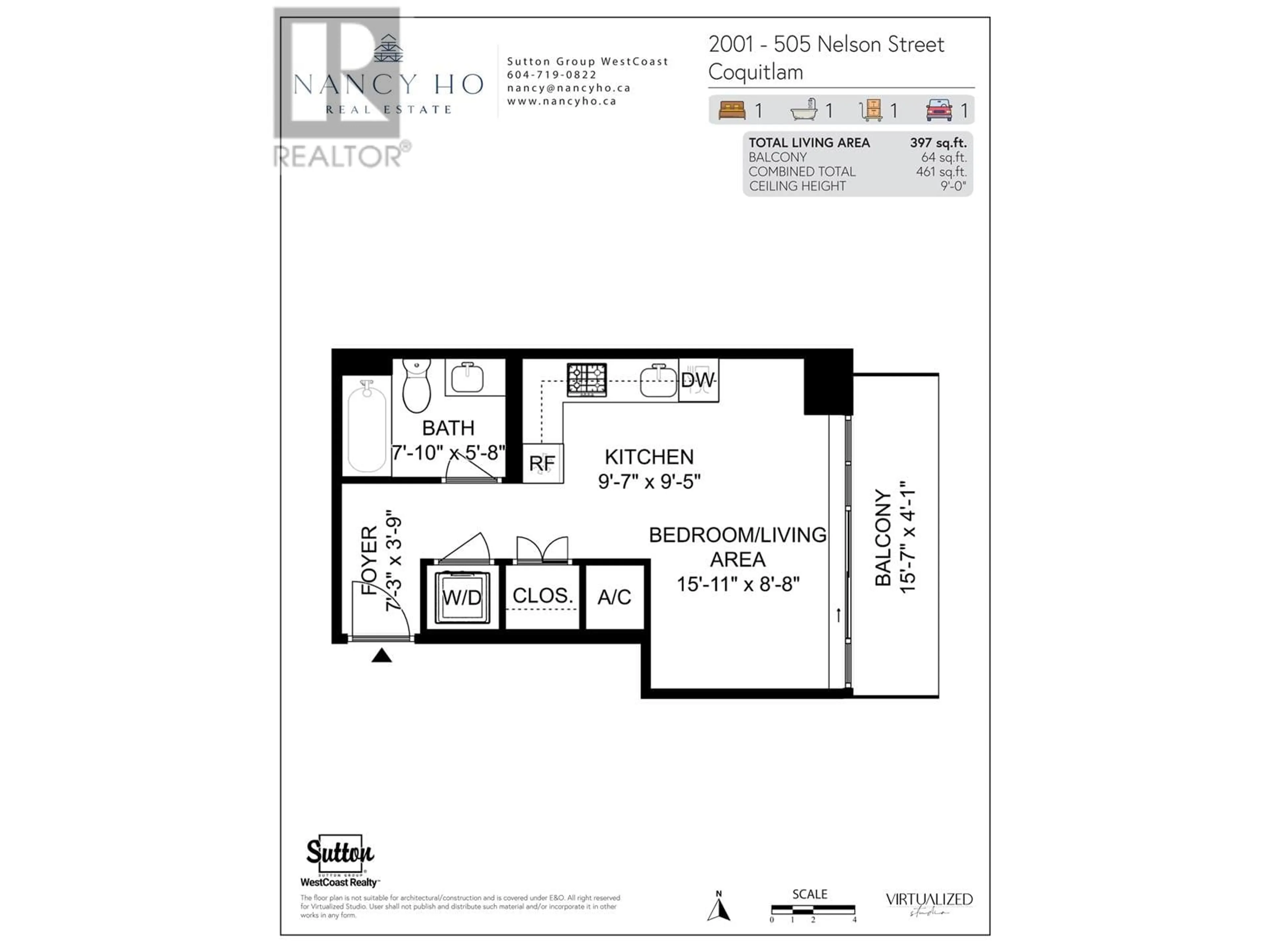 Floor plan for 2001 505 NELSON STREET, Coquitlam British Columbia V3J0R5