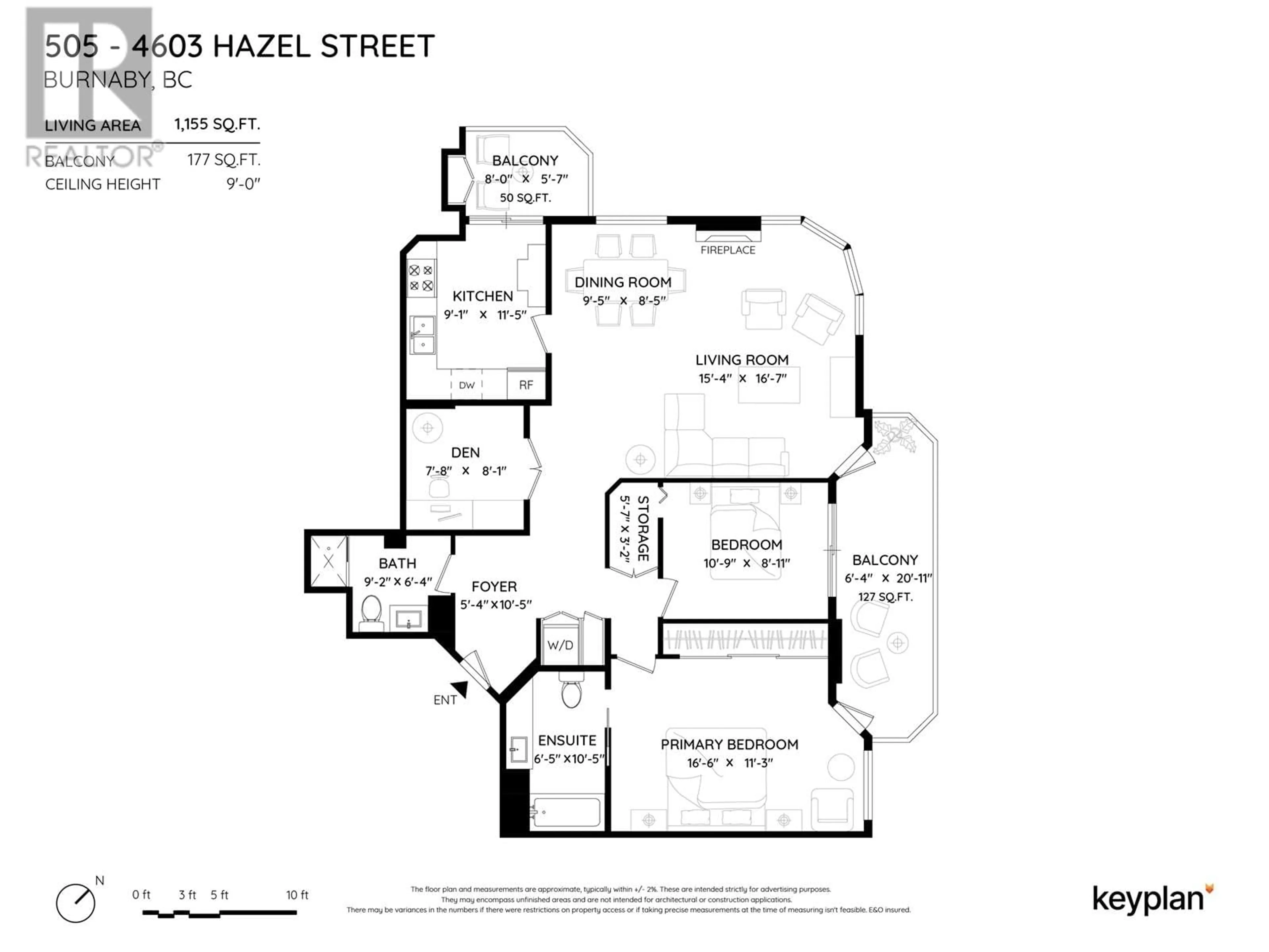 Floor plan for 505 4603 HAZEL STREET, Burnaby British Columbia V5H4N1