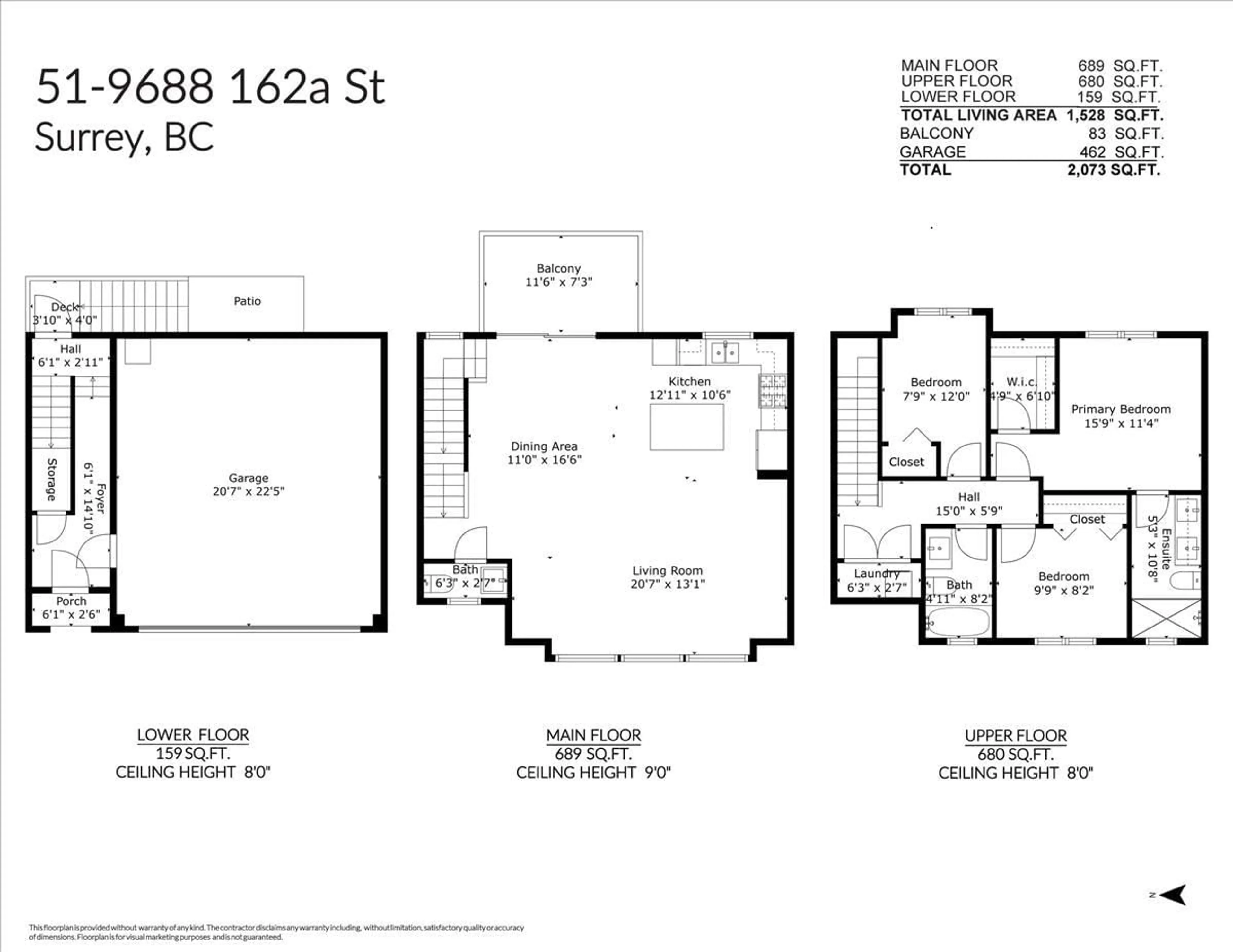 Floor plan for 51 9688 162A STREET, Surrey British Columbia V4N6V3