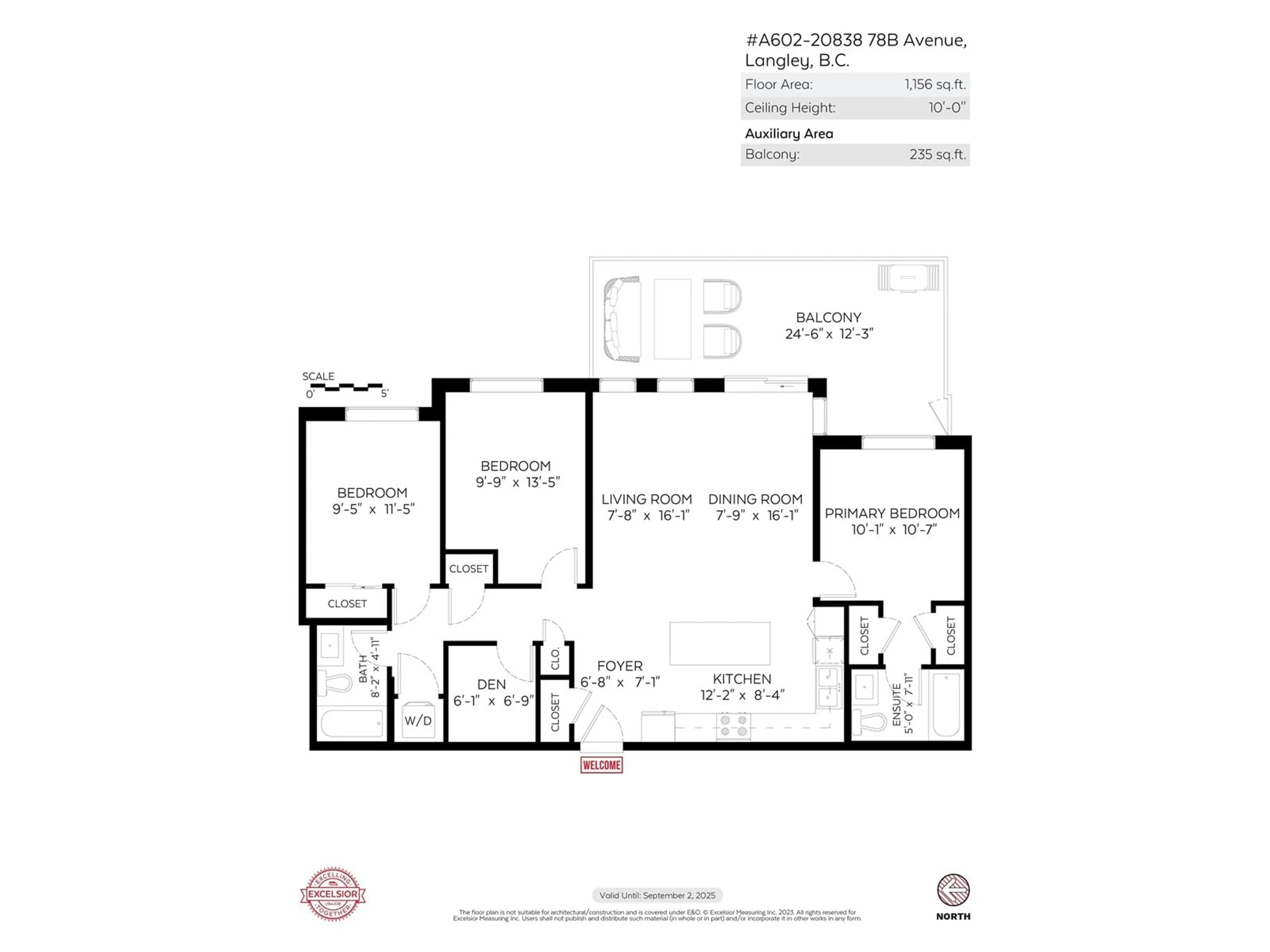 Floor plan for A602 20838 78B AVENUE, Langley British Columbia V2Y3M1