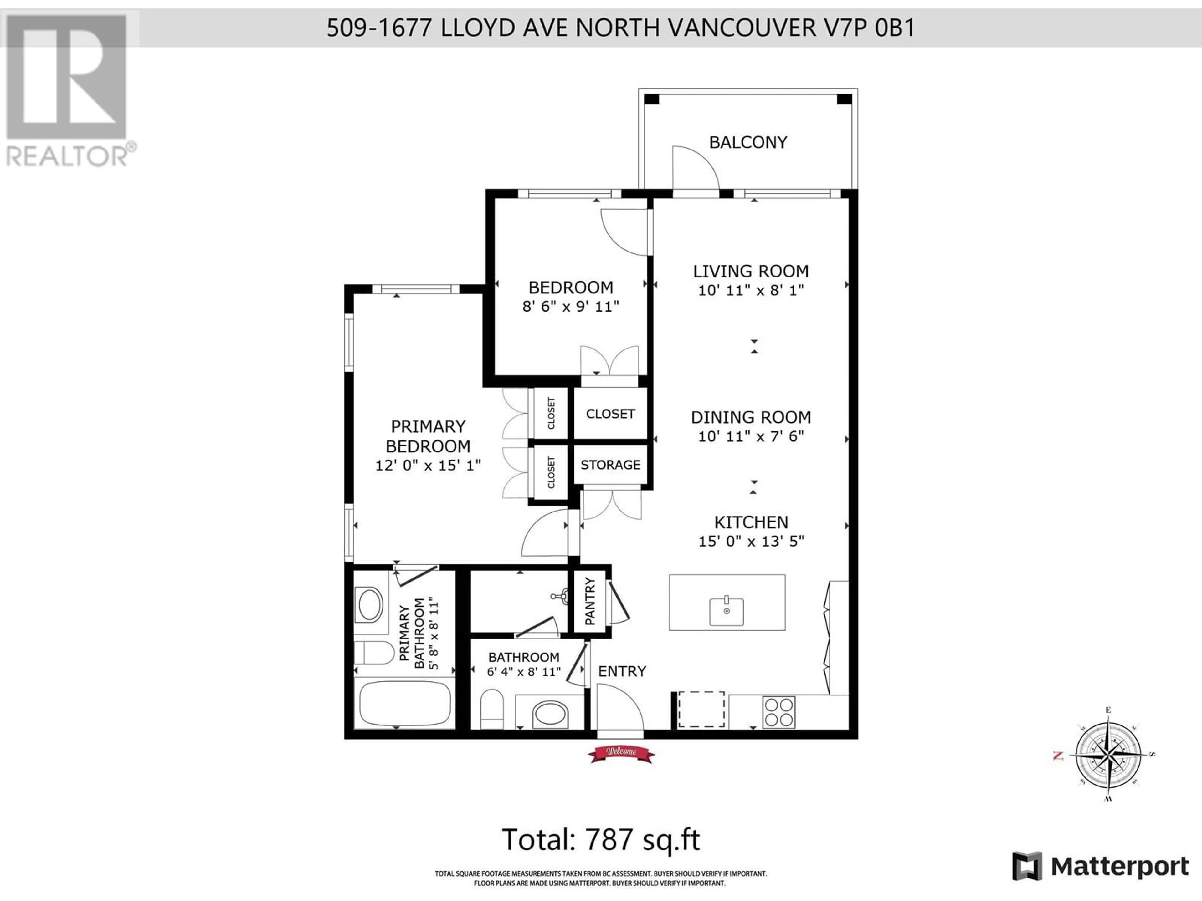 Floor plan for 509 1677 LLOYD AVENUE, Vancouver British Columbia V7P0B1