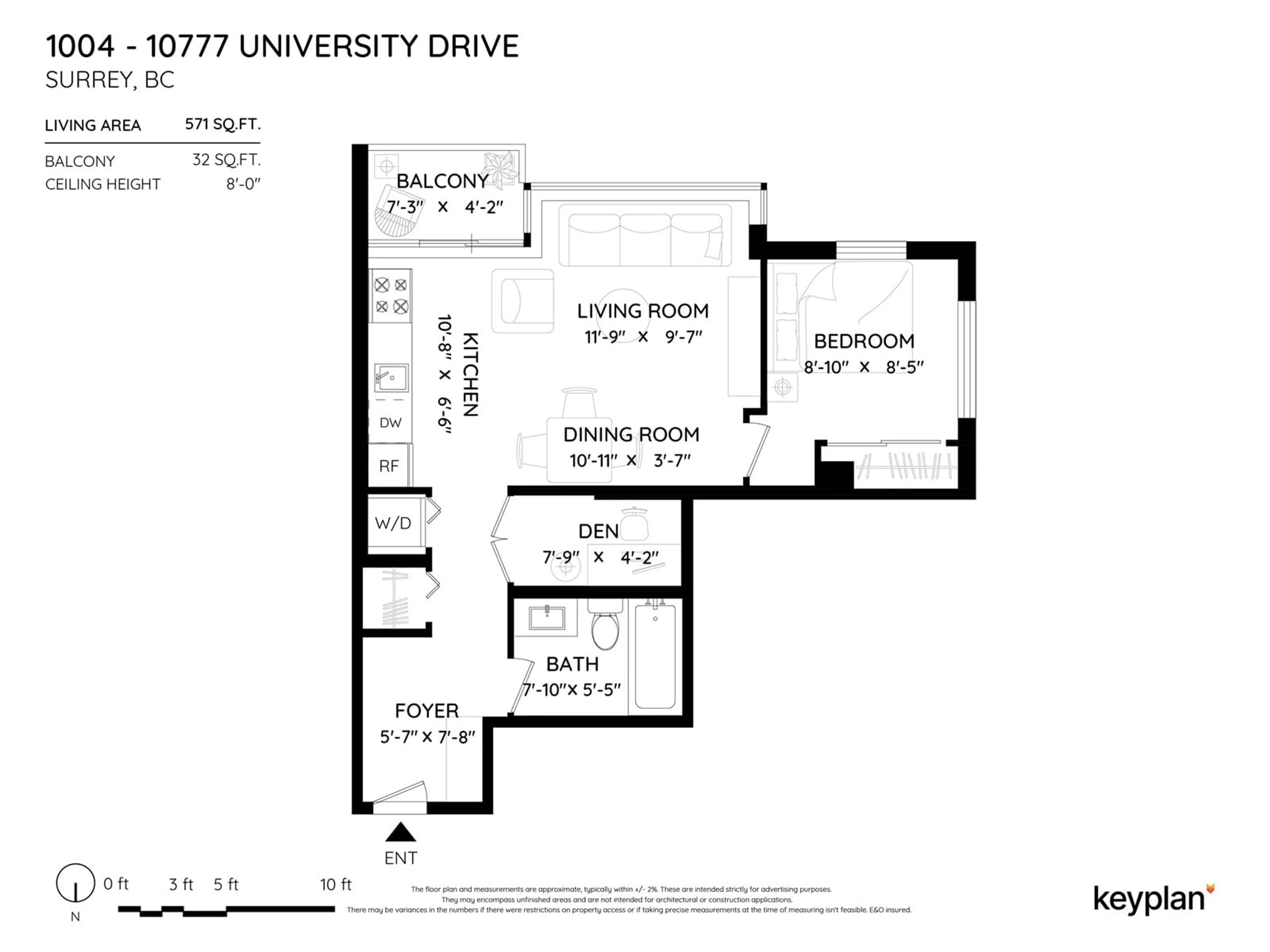 Floor plan for 1004 10777 UNIVERSITY DRIVE, Surrey British Columbia V3T0E6