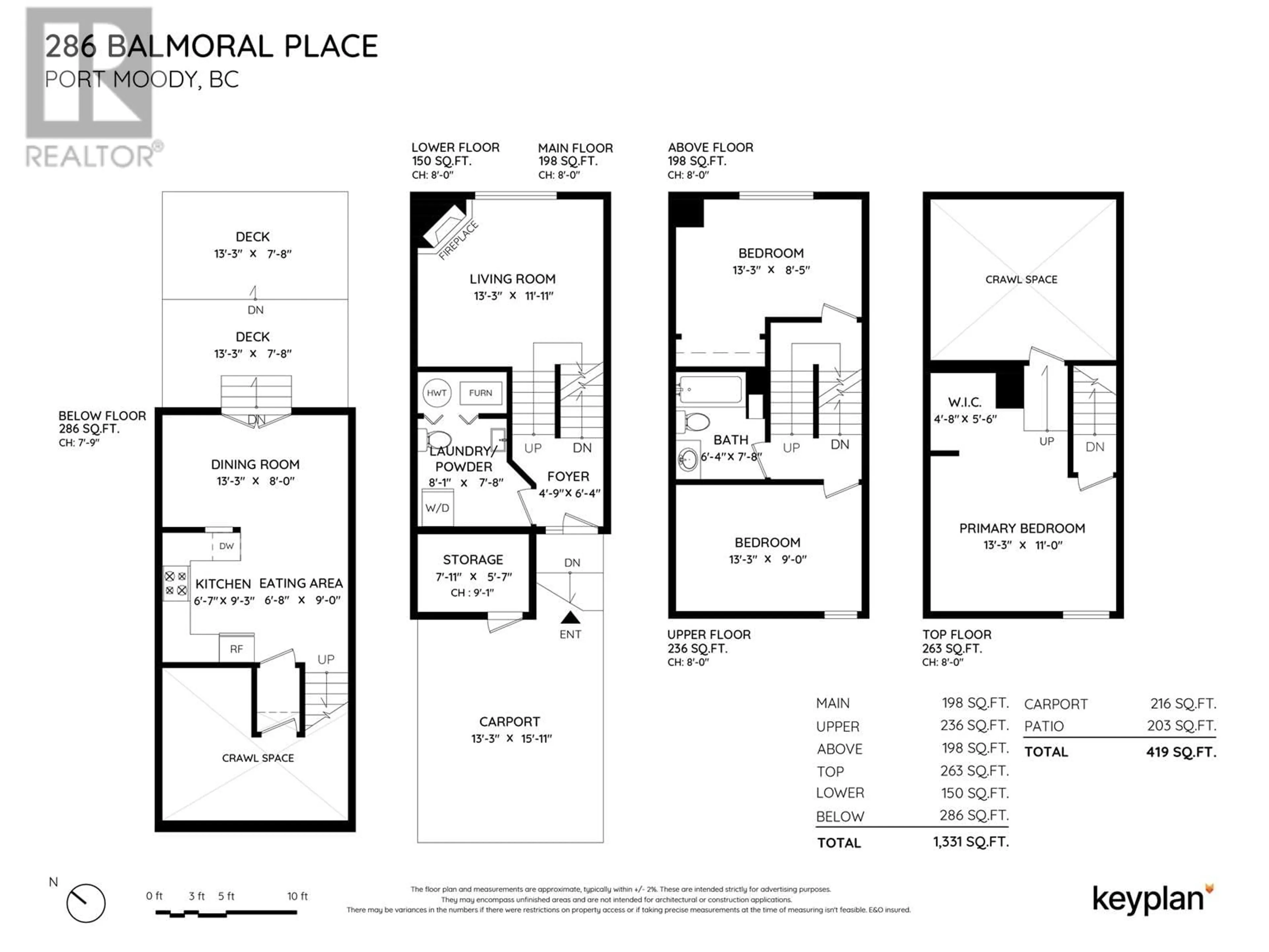 Floor plan for 286 BALMORAL PLACE, Port Moody British Columbia V3H4B9