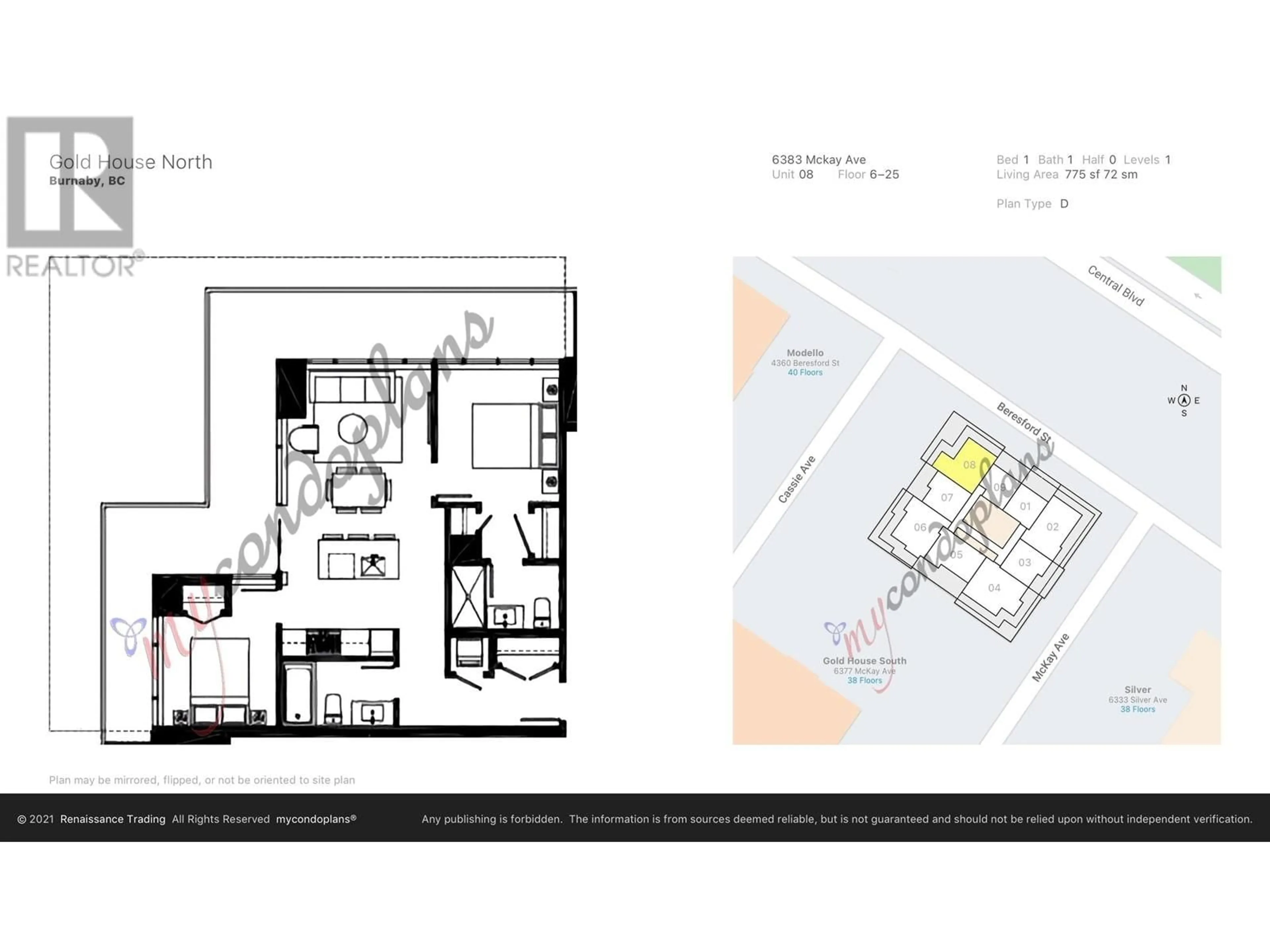 Floor plan for 608 6383 MCKAY AVENUE, Burnaby British Columbia V5H0H8