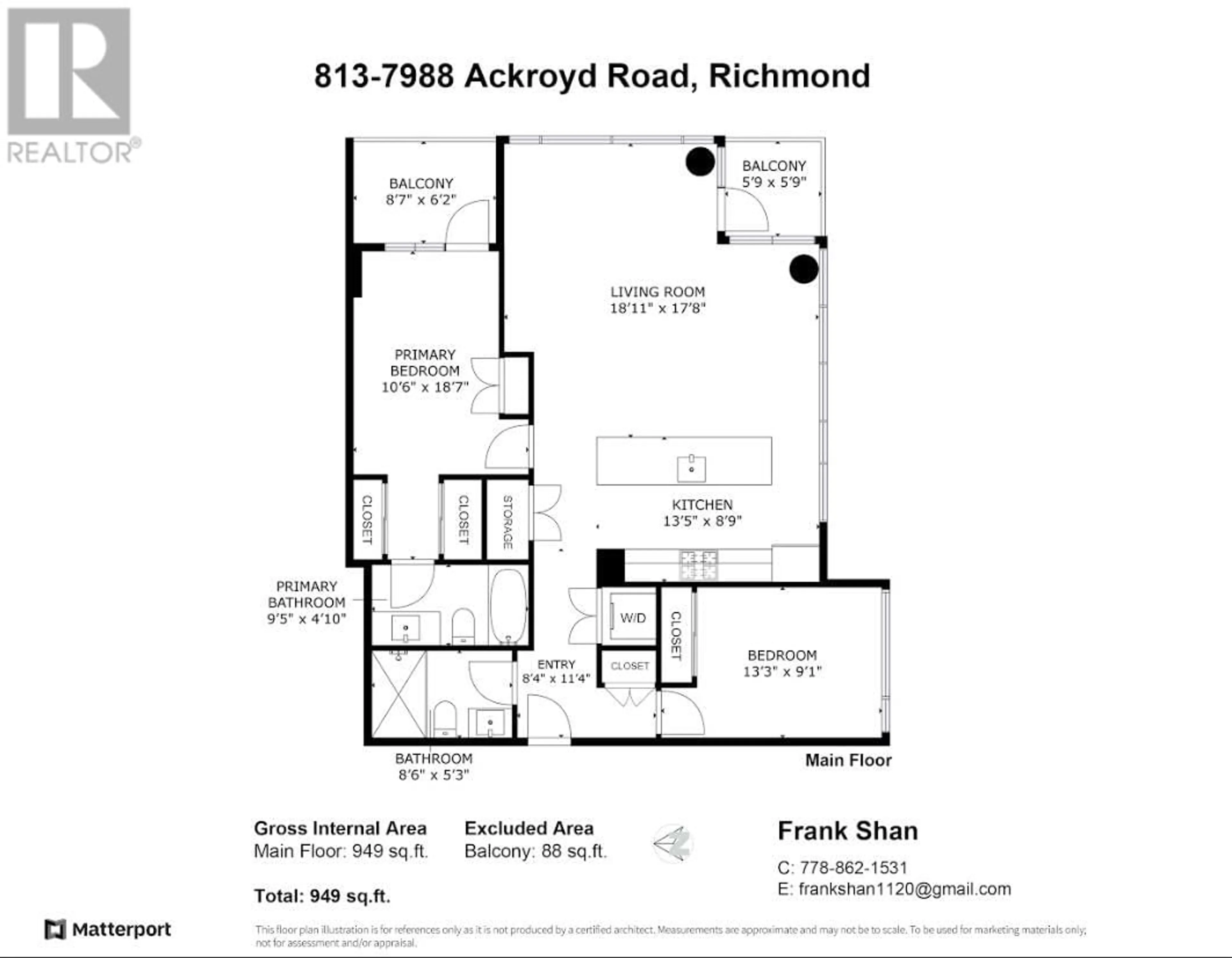 Floor plan for 813 7988 ACKROYD ROAD, Richmond British Columbia V6X0K6