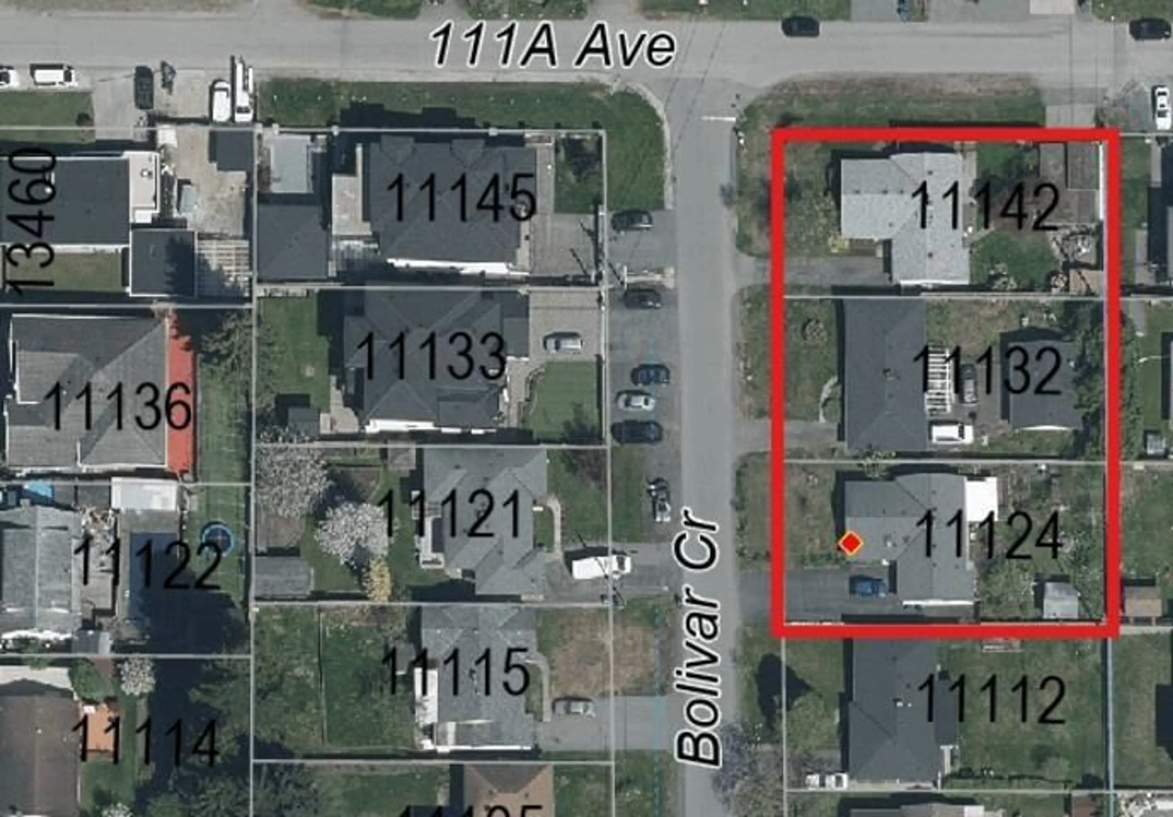 A pic from outside/outdoor area/front of a property/back of a property/a pic from drone, street for 11132 BOLIVAR CRESCENT, Surrey British Columbia V3R3A3