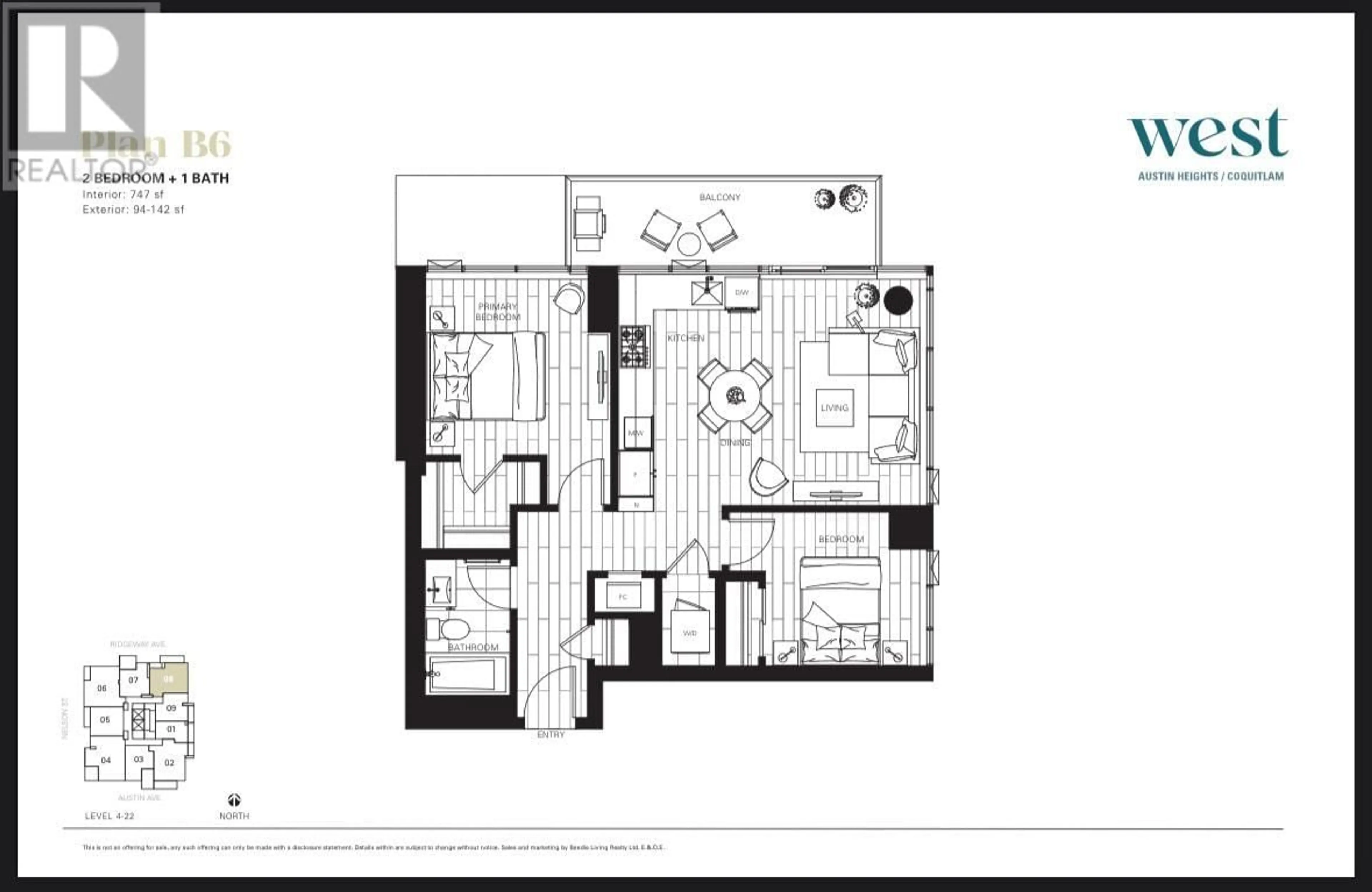 Floor plan for 808 505 NELSON STREET, Coquitlam British Columbia V3J0R5