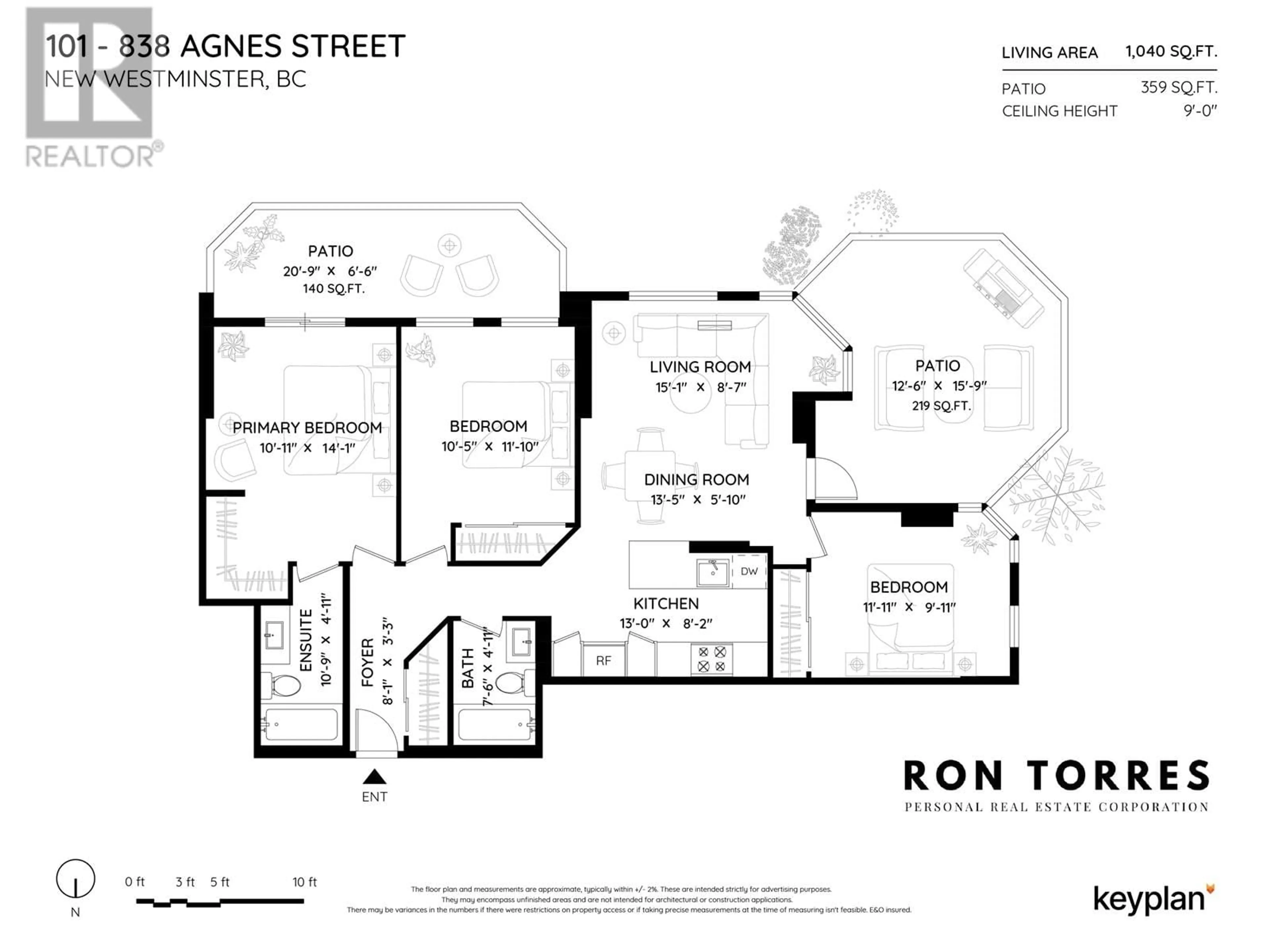 Floor plan for 101 838 AGNES STREET, New Westminster British Columbia V3M6R3