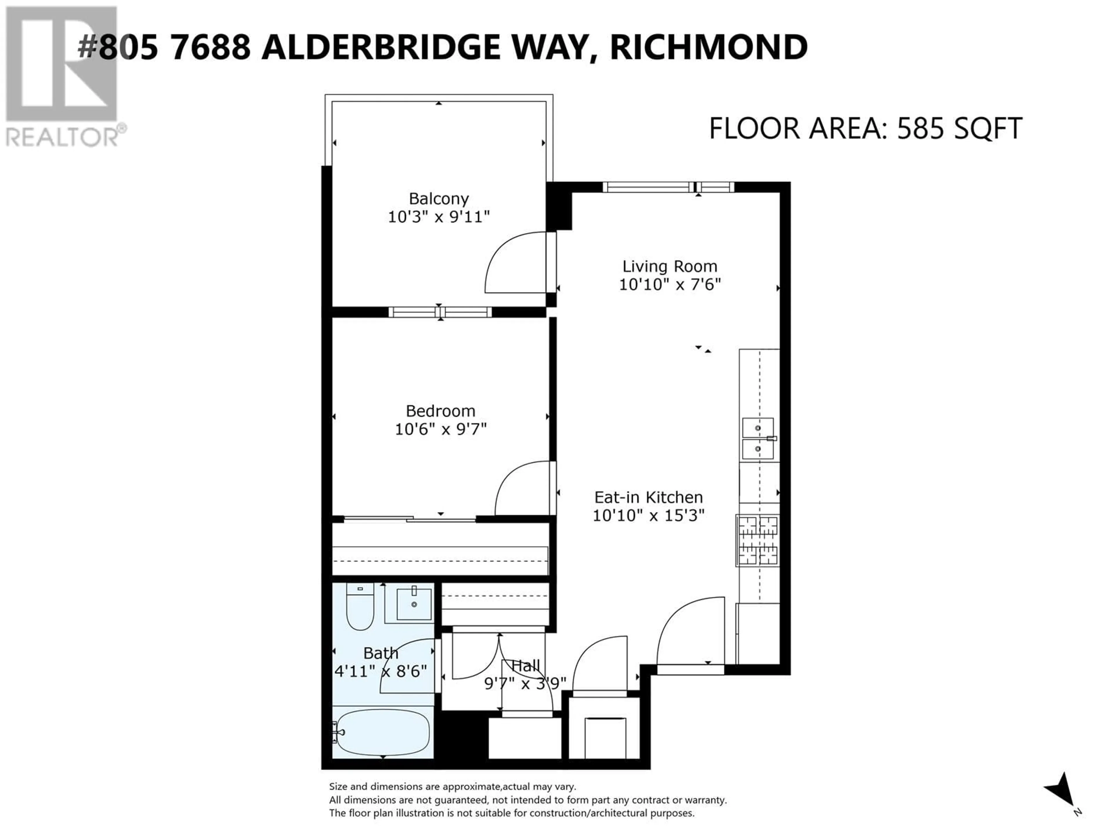 Floor plan for 805 7688 ALDERBRIDGE WAY, Richmond British Columbia V6X0P7