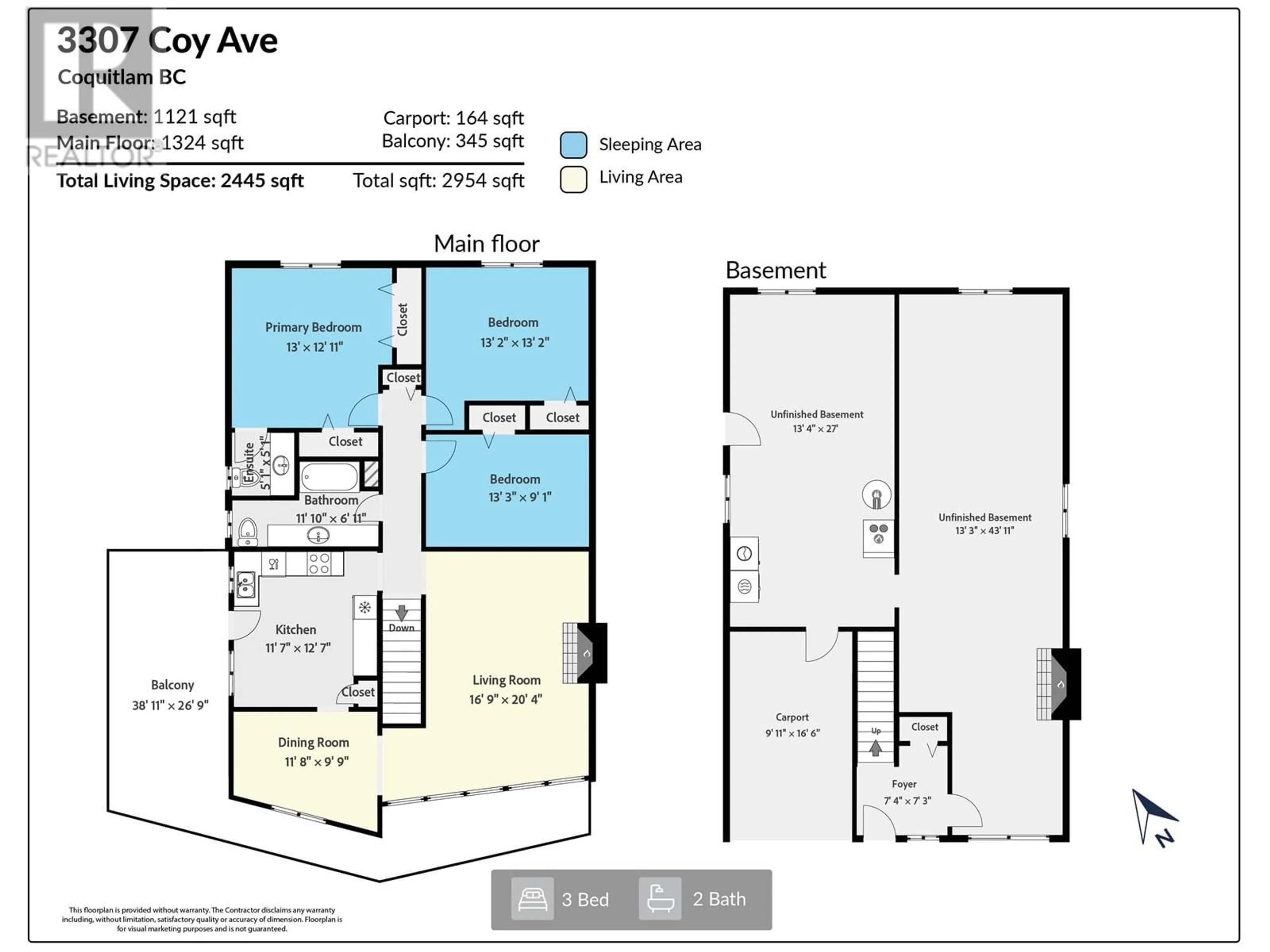 Floor plan for 3307 COY AVENUE, Coquitlam British Columbia V3E3H3