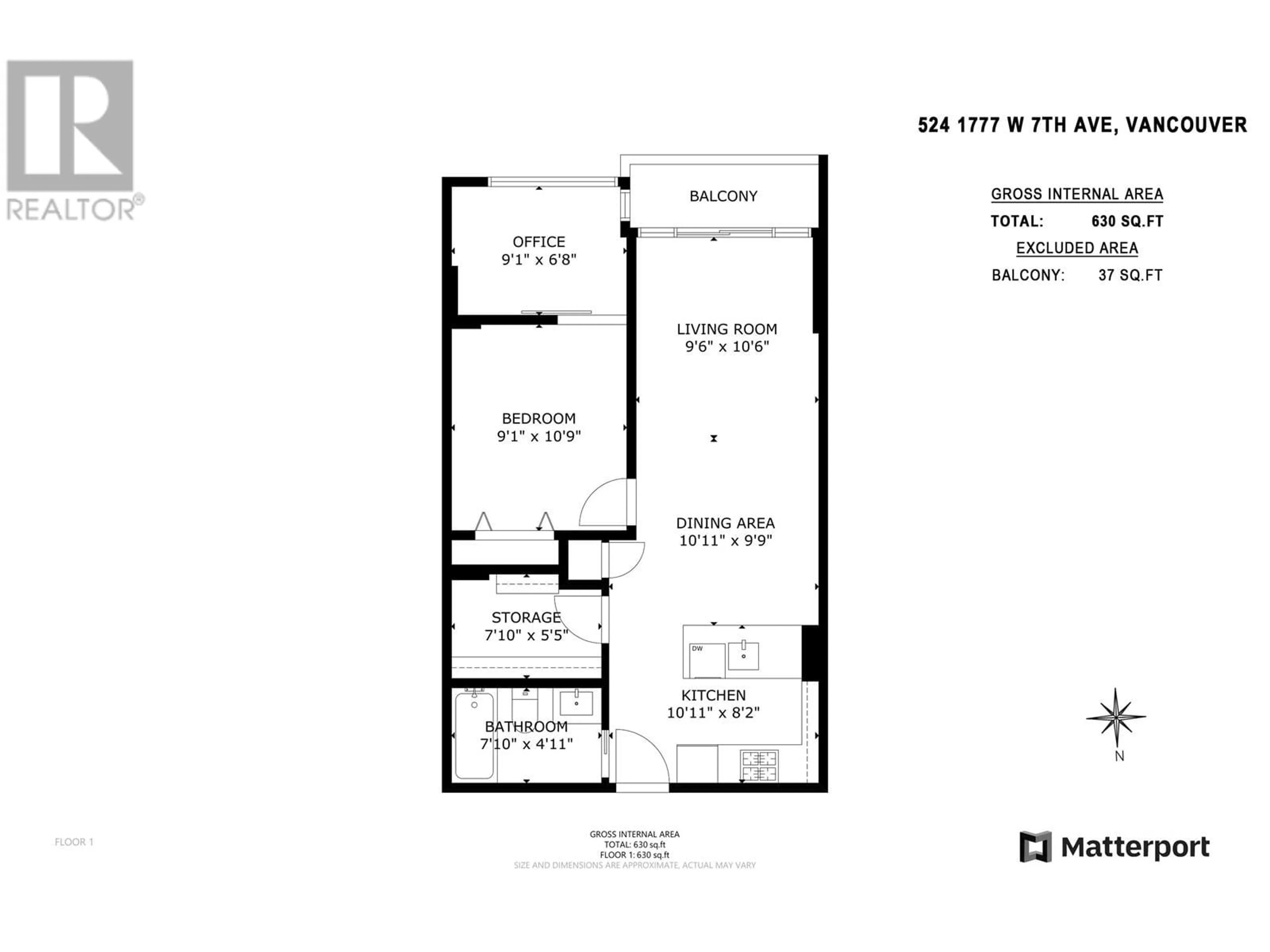 Floor plan for 524 1777 W 7TH AVENUE, Vancouver British Columbia V6J0E5