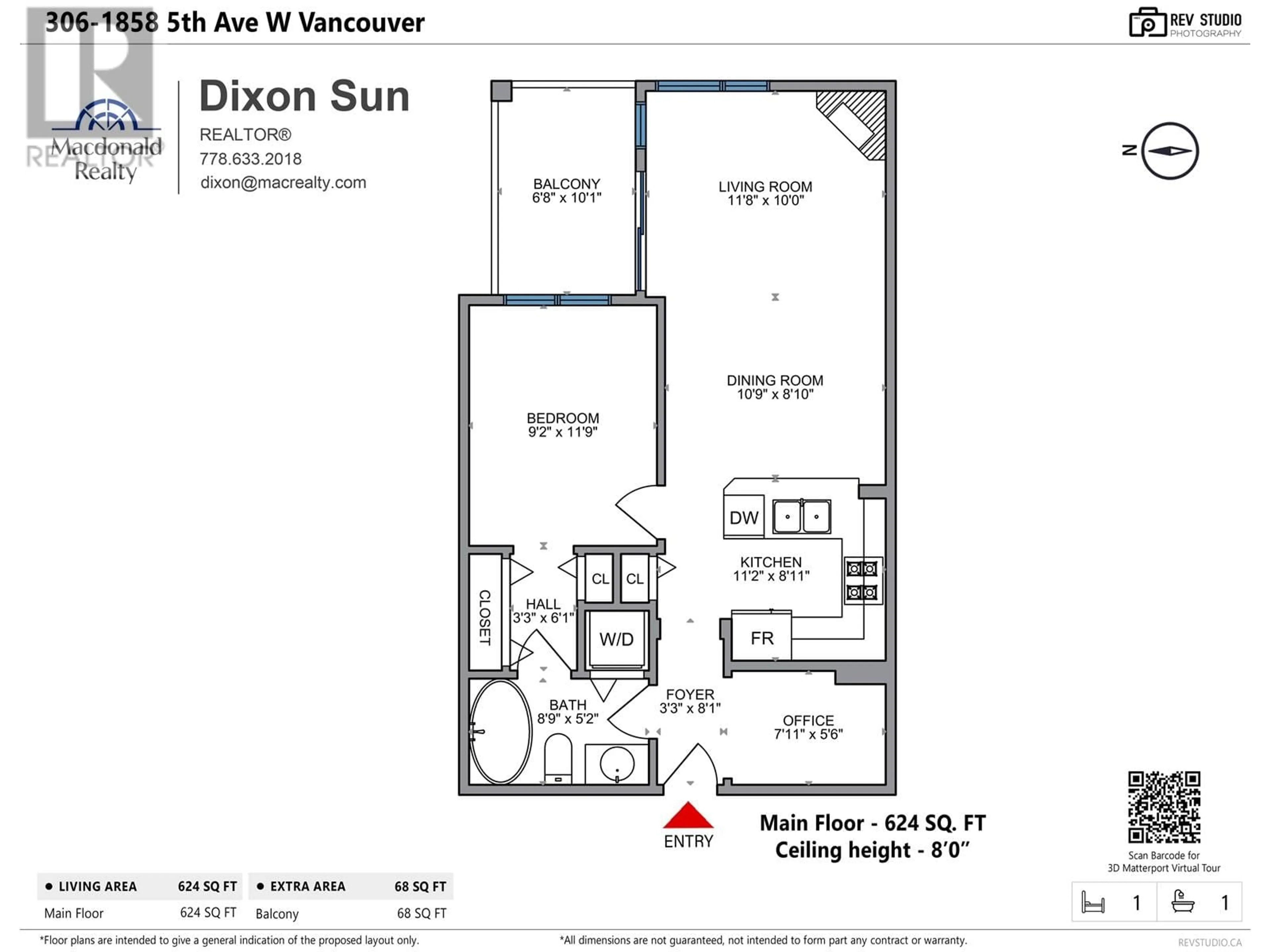 Floor plan for 306 1858 W 5TH AVENUE, Vancouver British Columbia V6J1P3