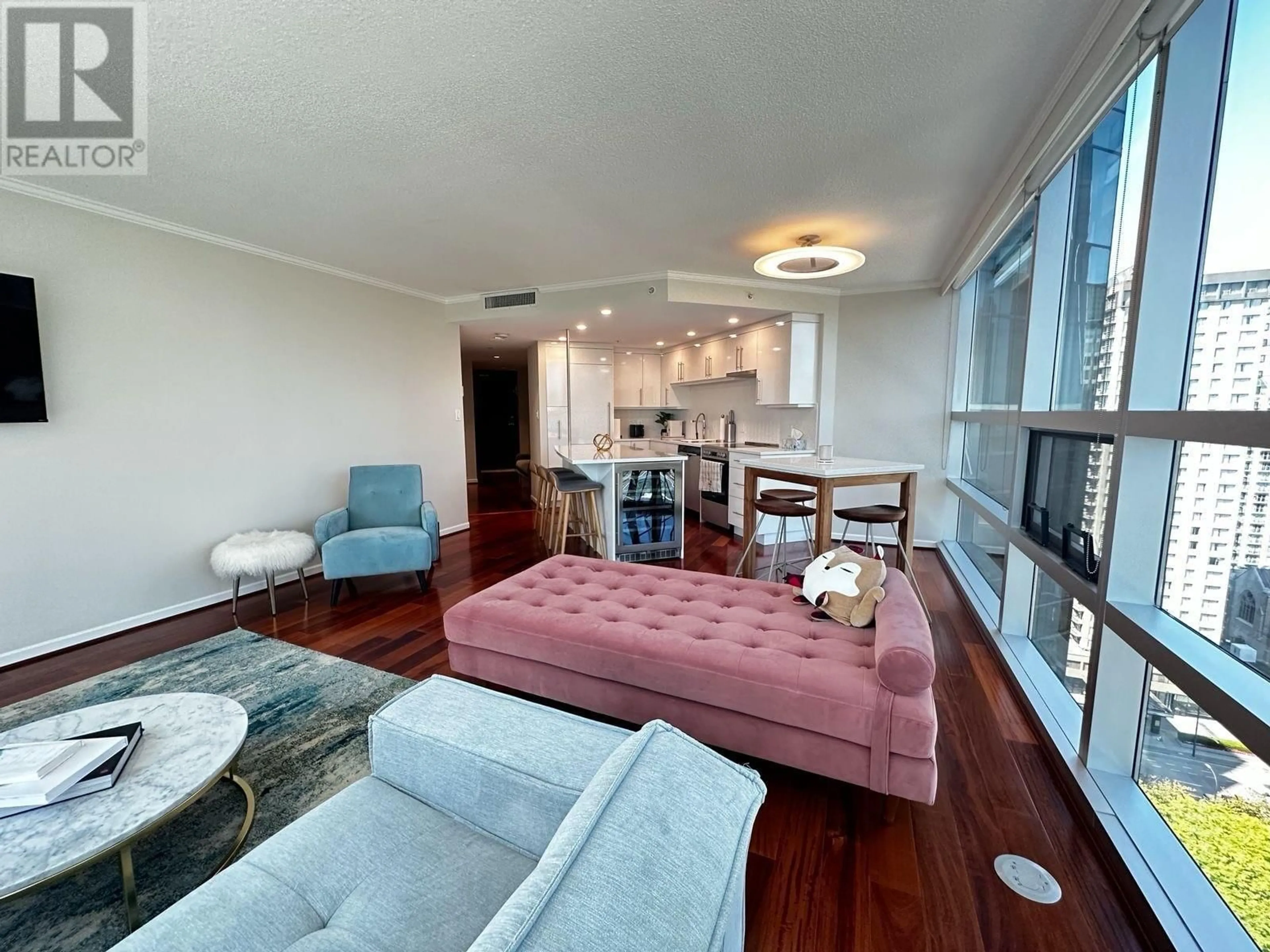 Living room with furniture, wood/laminate floor for 2206 1050 BURRARD STREET, Vancouver British Columbia V6Z2S3