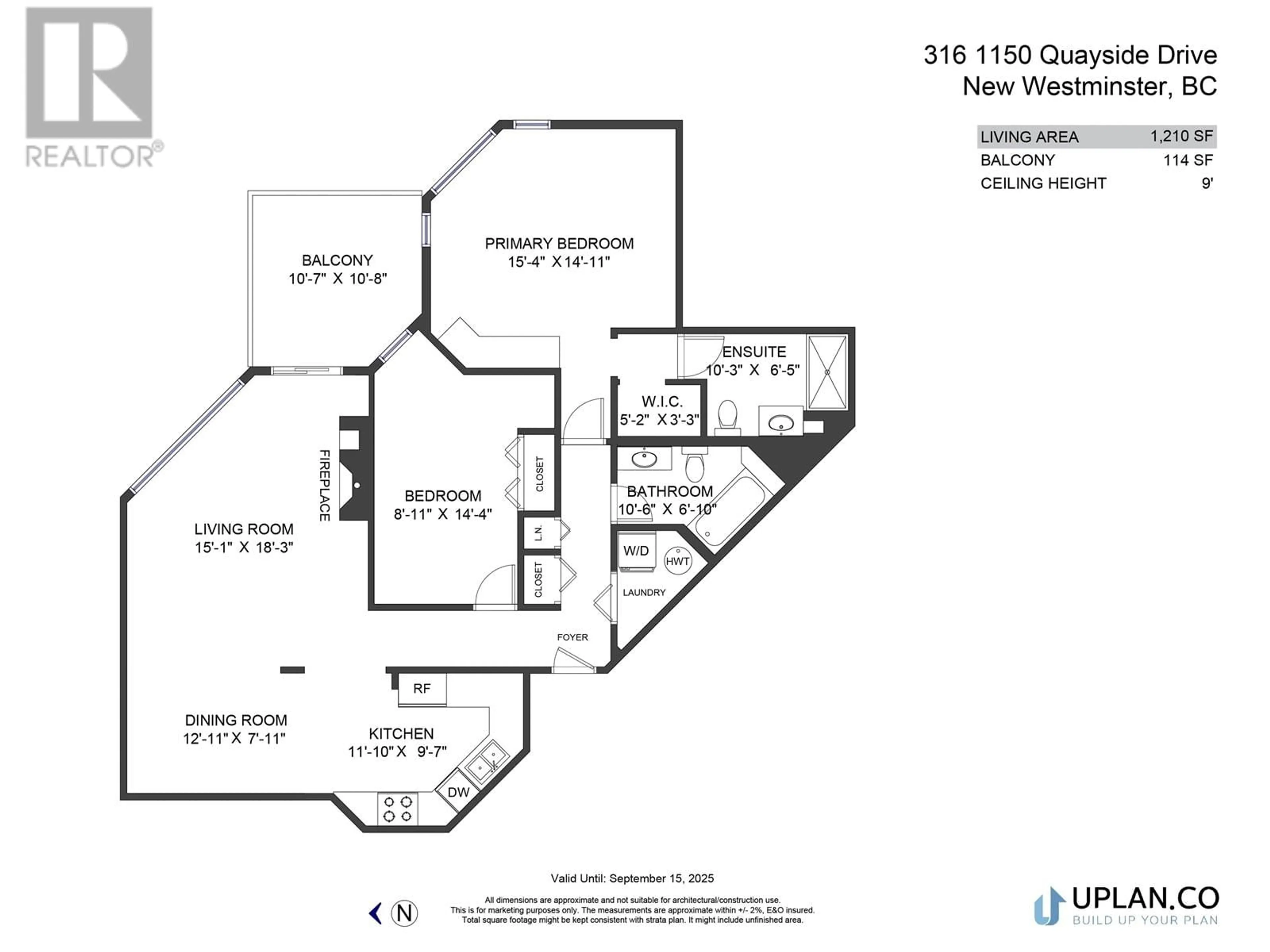 Floor plan for 316 1150 QUAYSIDE DRIVE, New Westminster British Columbia V3M6E1