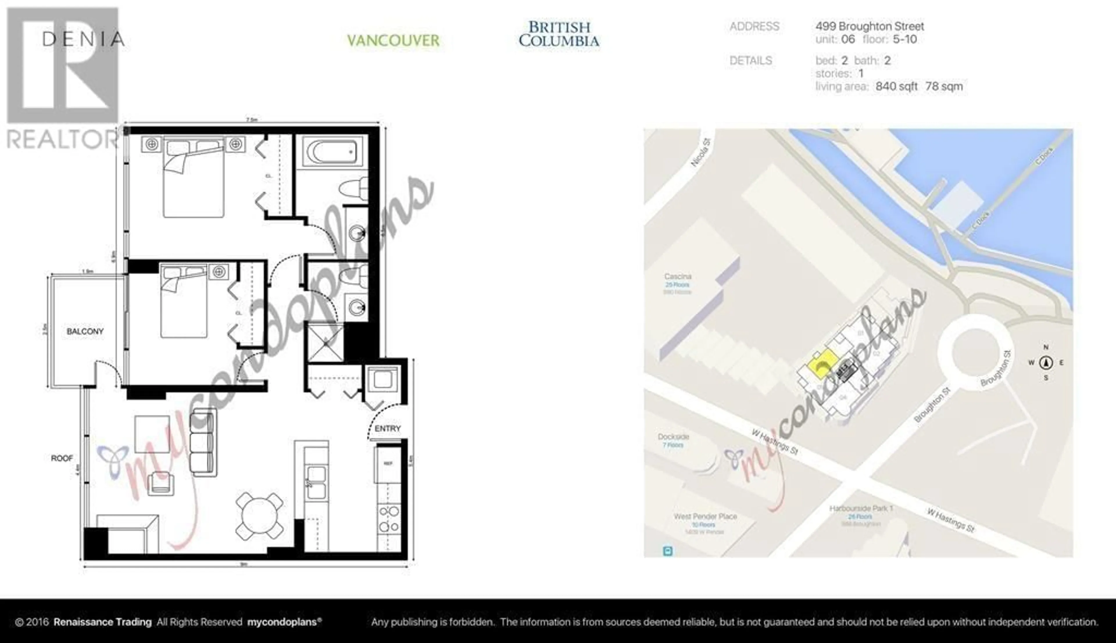Floor plan for 706 - 499 BROUGHTON STREET, Vancouver British Columbia V6G3K1