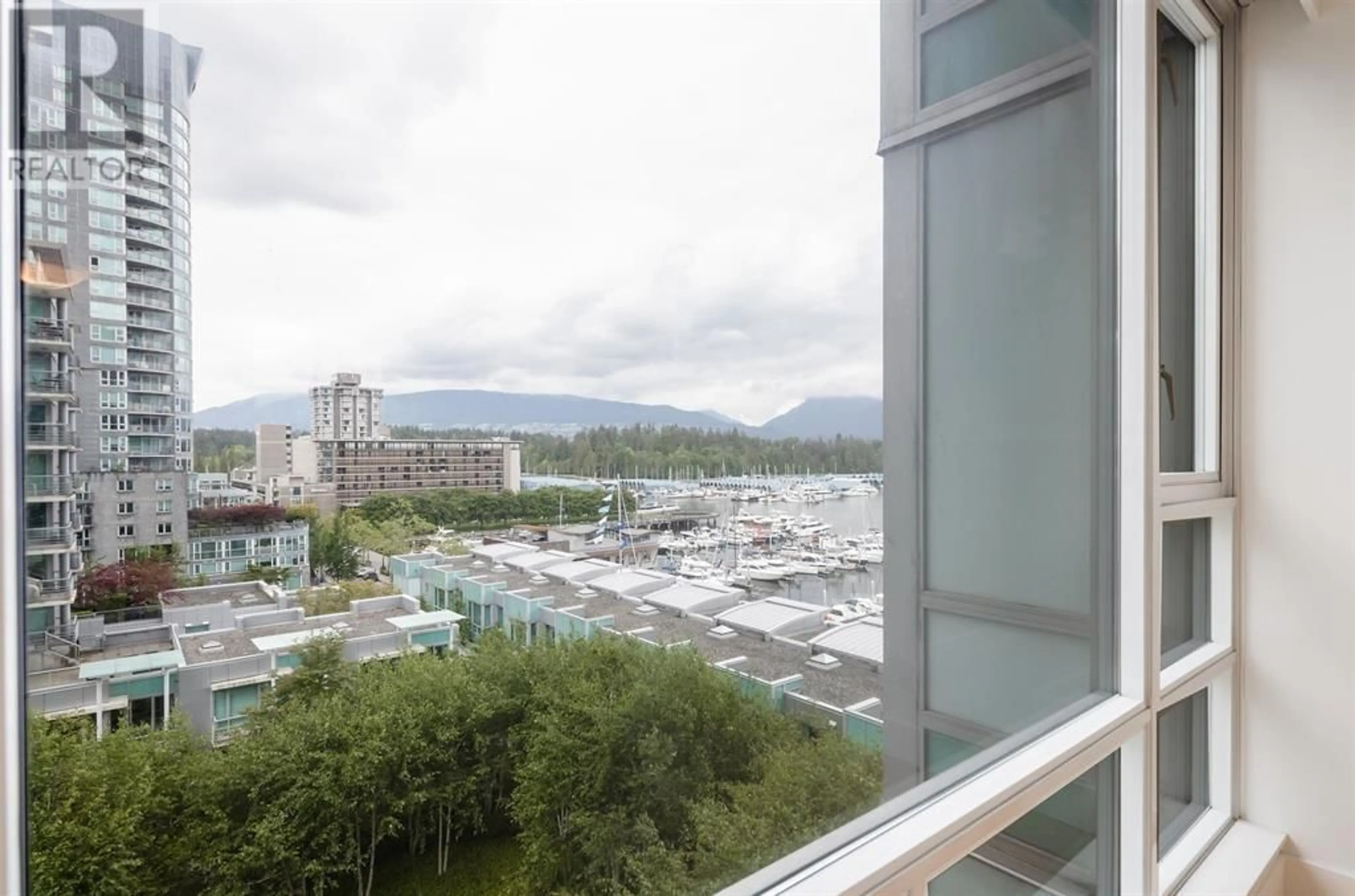 Balcony in the apartment, city buildings view from balcony for 706 499 BROUGHTON STREET, Vancouver British Columbia V6G3K1