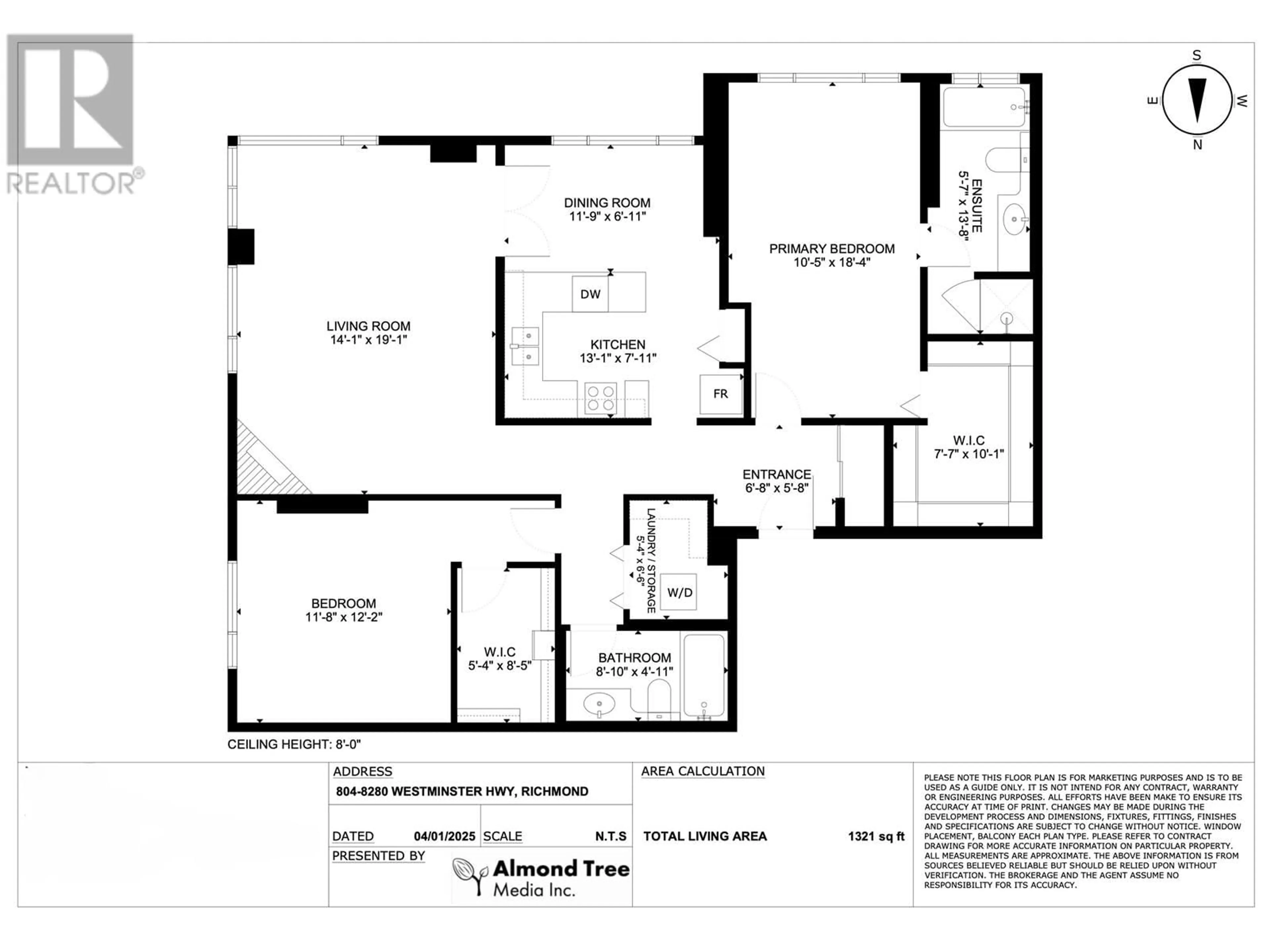 Floor plan for 804 8280 WESTMINSTER HIGHWAY, Richmond British Columbia V6X1A6