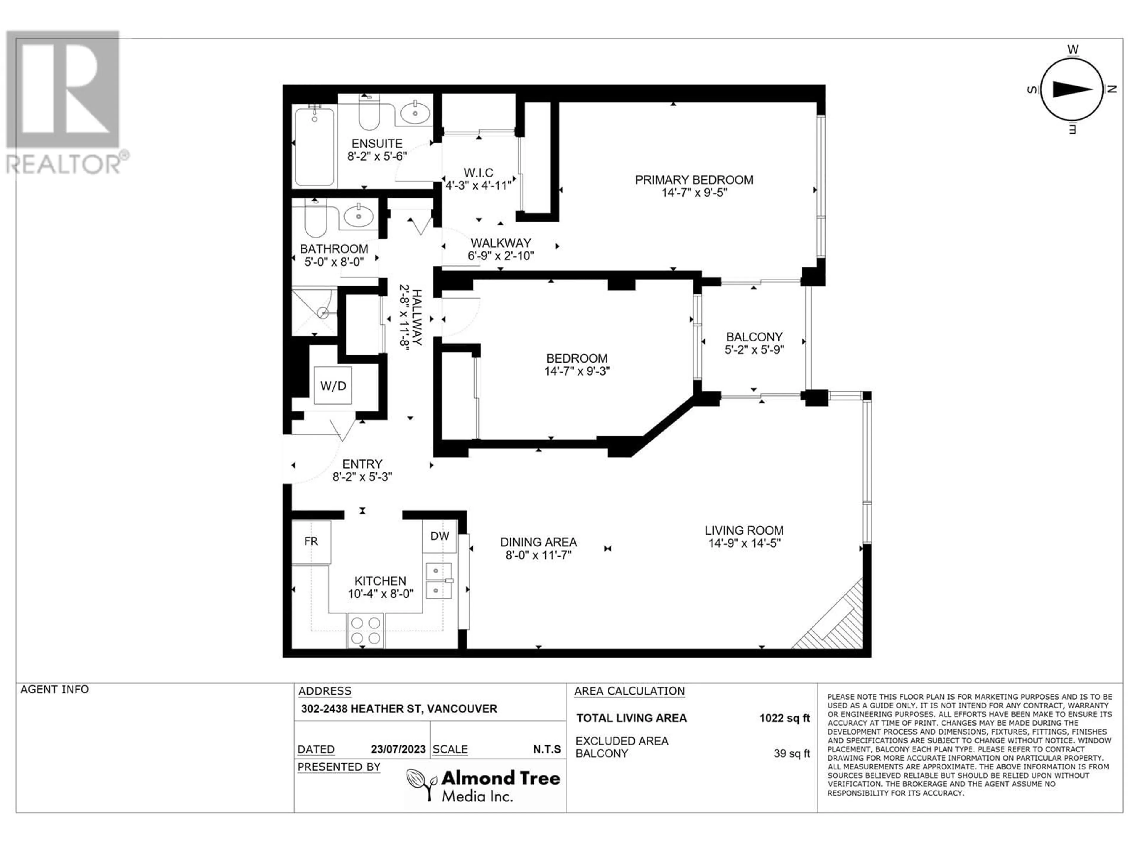 Floor plan for 302 2438 HEATHER STREET, Vancouver British Columbia V5Z3H9