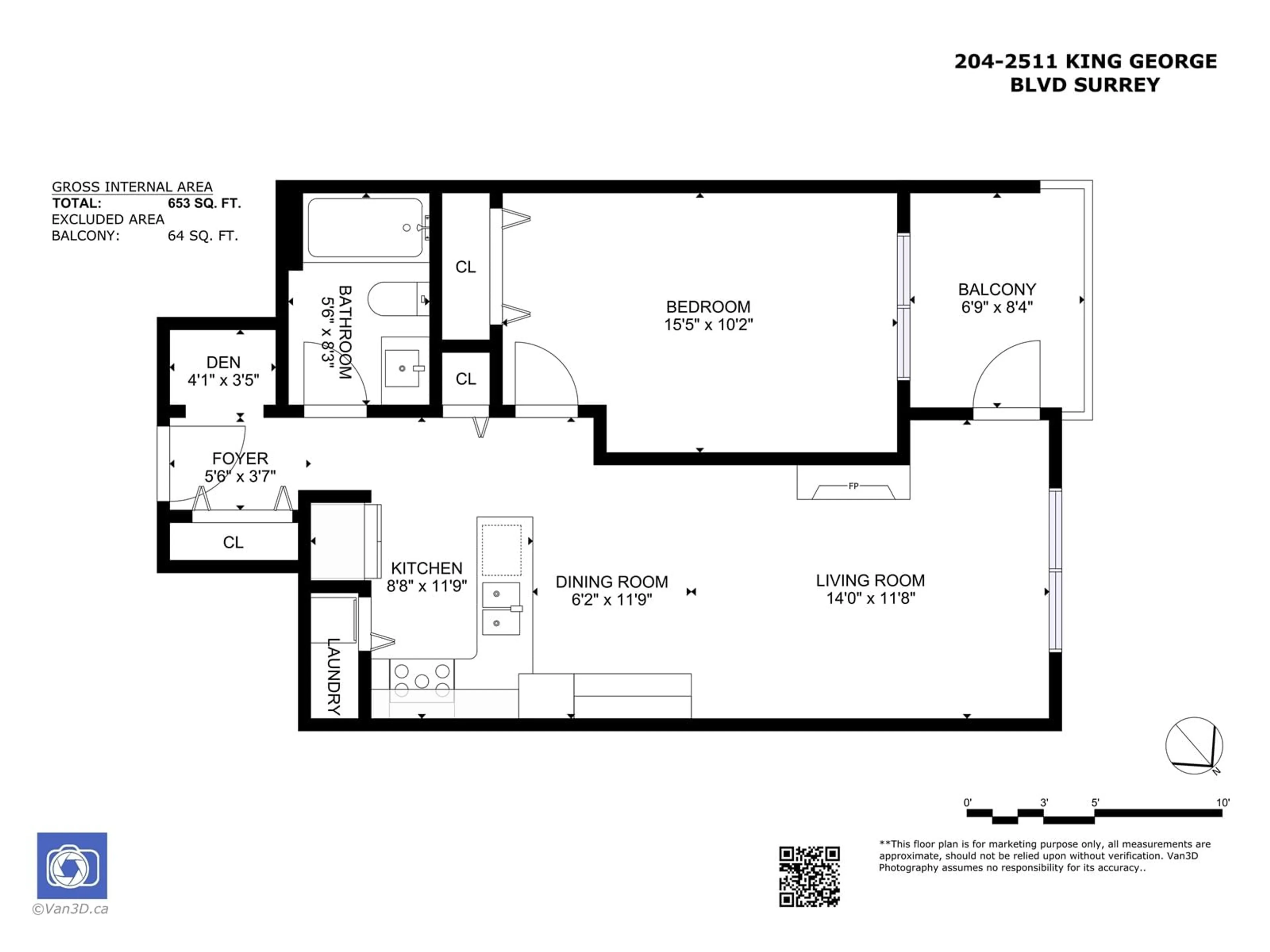 Floor plan for 204 2511 KING GEORGE BOULEVARD, Surrey British Columbia V4P0C7