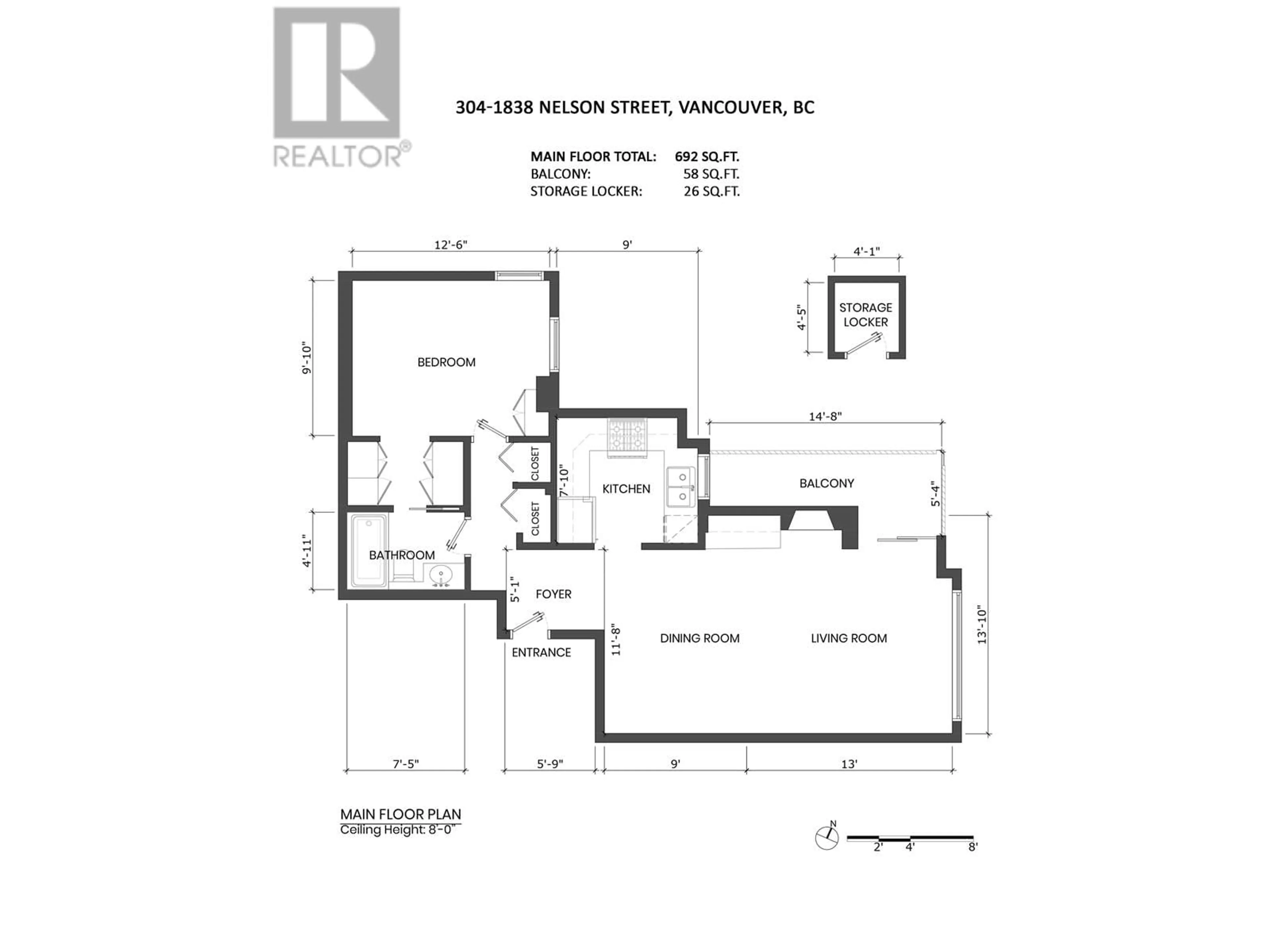 Floor plan for 304 1838 NELSON STREET, Vancouver British Columbia V6G1N1