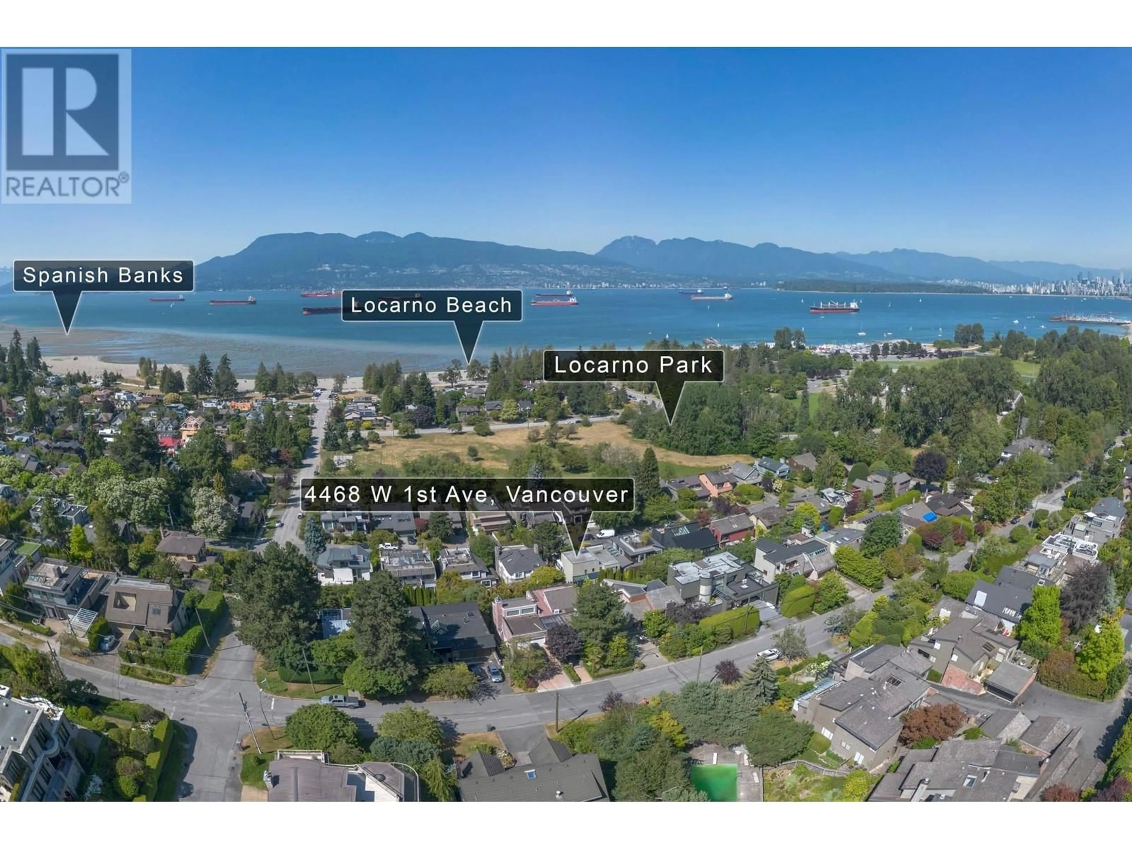 A pic from outside/outdoor area/front of a property/back of a property/a pic from drone, water/lake/river/ocean view for 4468 W 1ST AVENUE, Vancouver British Columbia V6R4J4