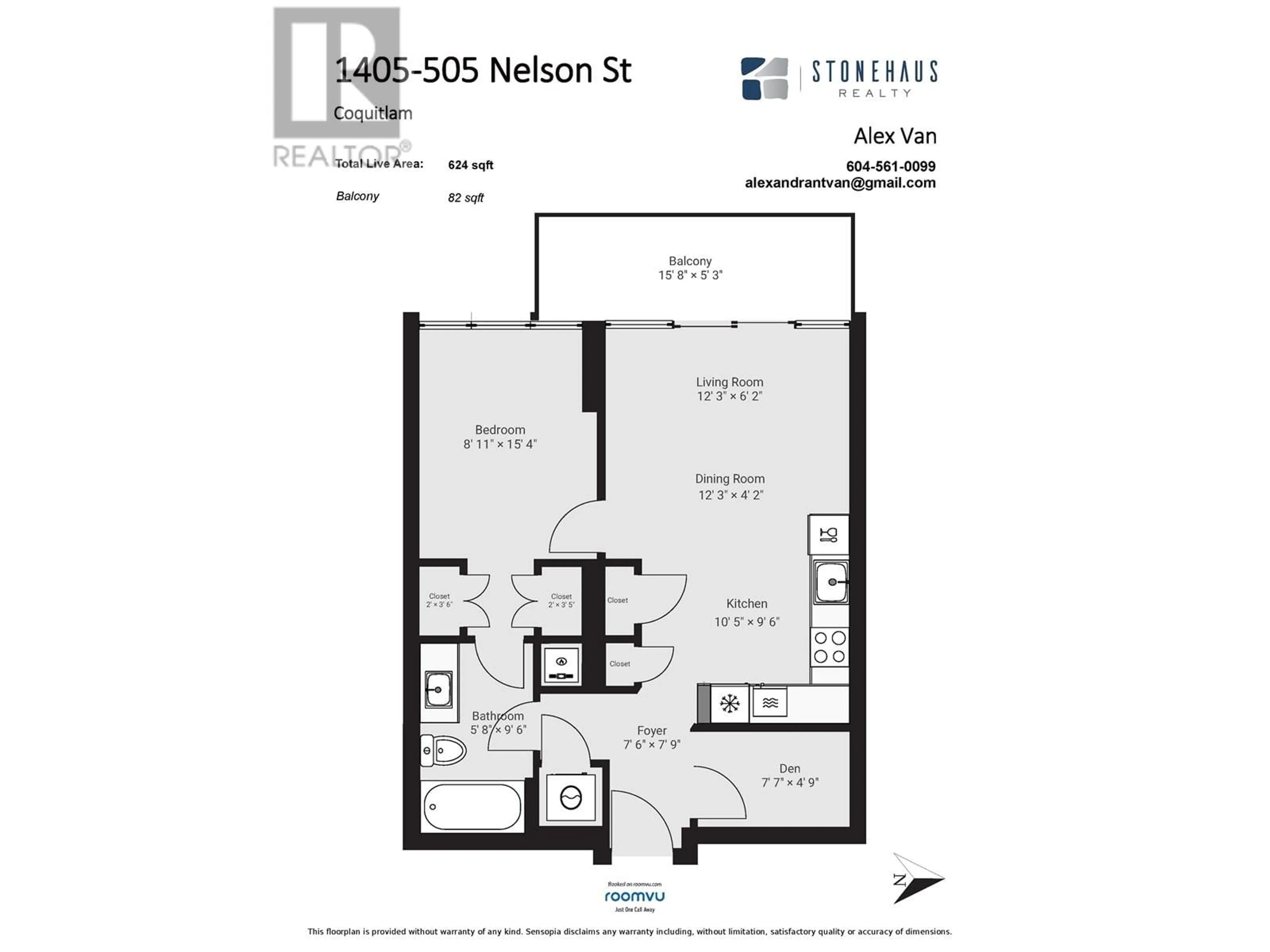 Floor plan for 1405 505 NELSON STREET, Coquitlam British Columbia V3J0R5