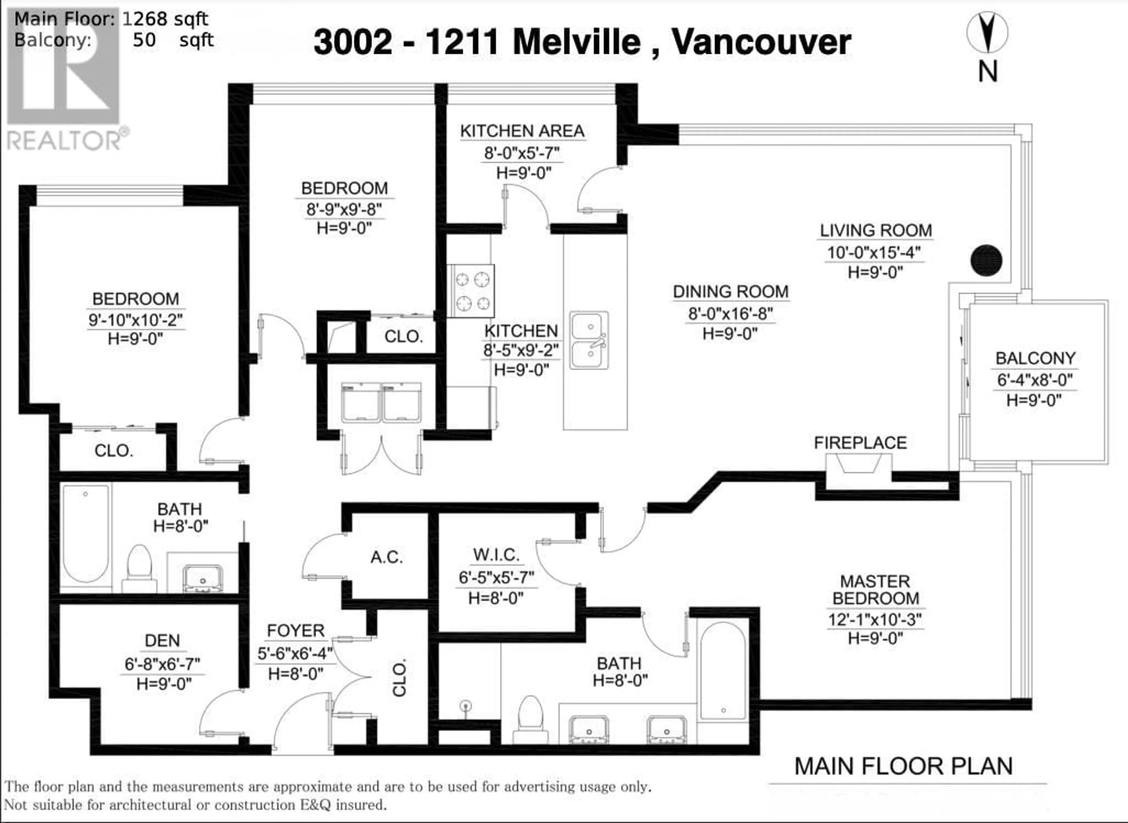 Floor plan for 3002 1211 MELVILLE STREET, Vancouver British Columbia V6E0A7