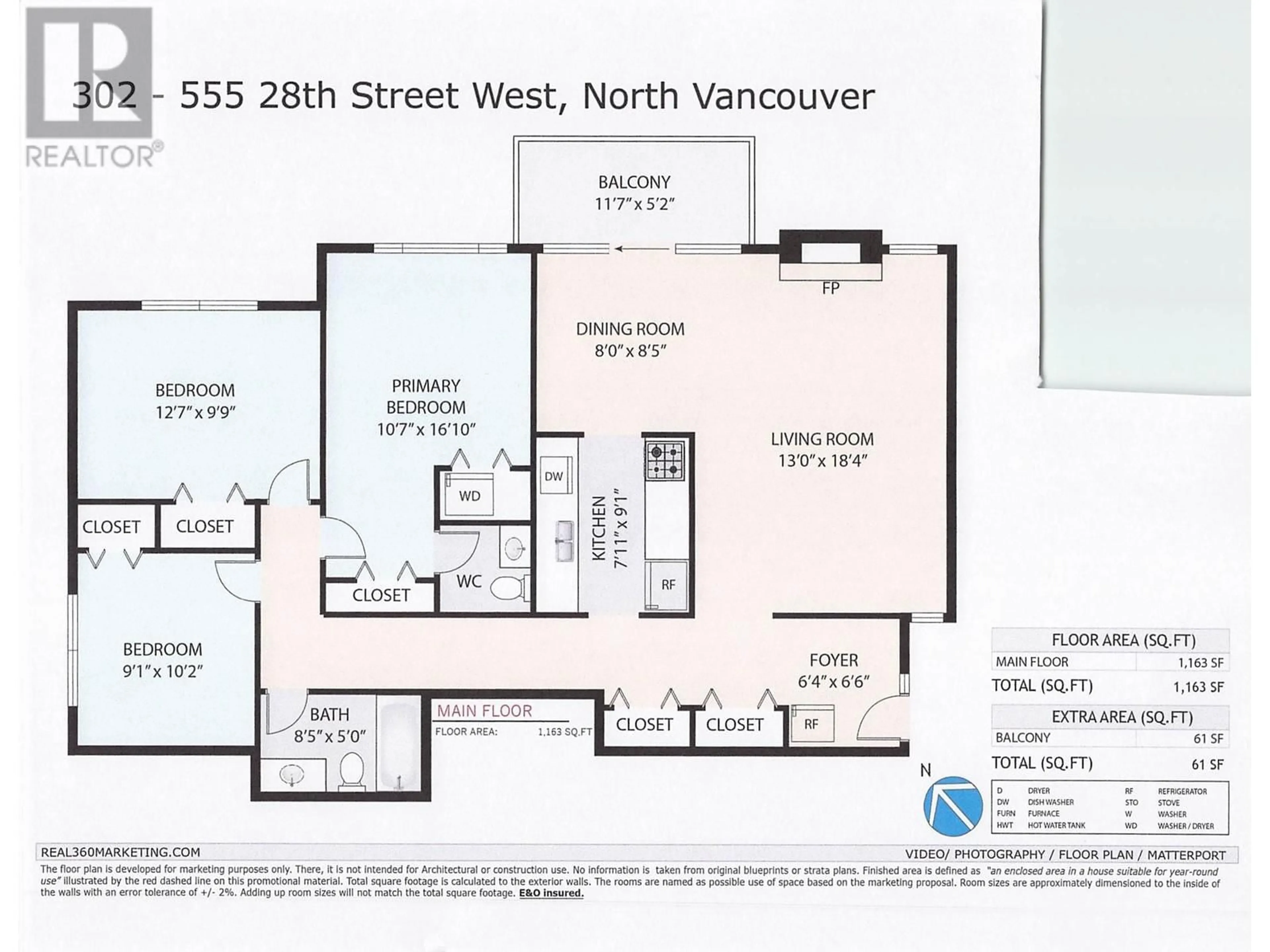 Floor plan for 302 555 W 28TH STREET, North Vancouver British Columbia V7N2J7