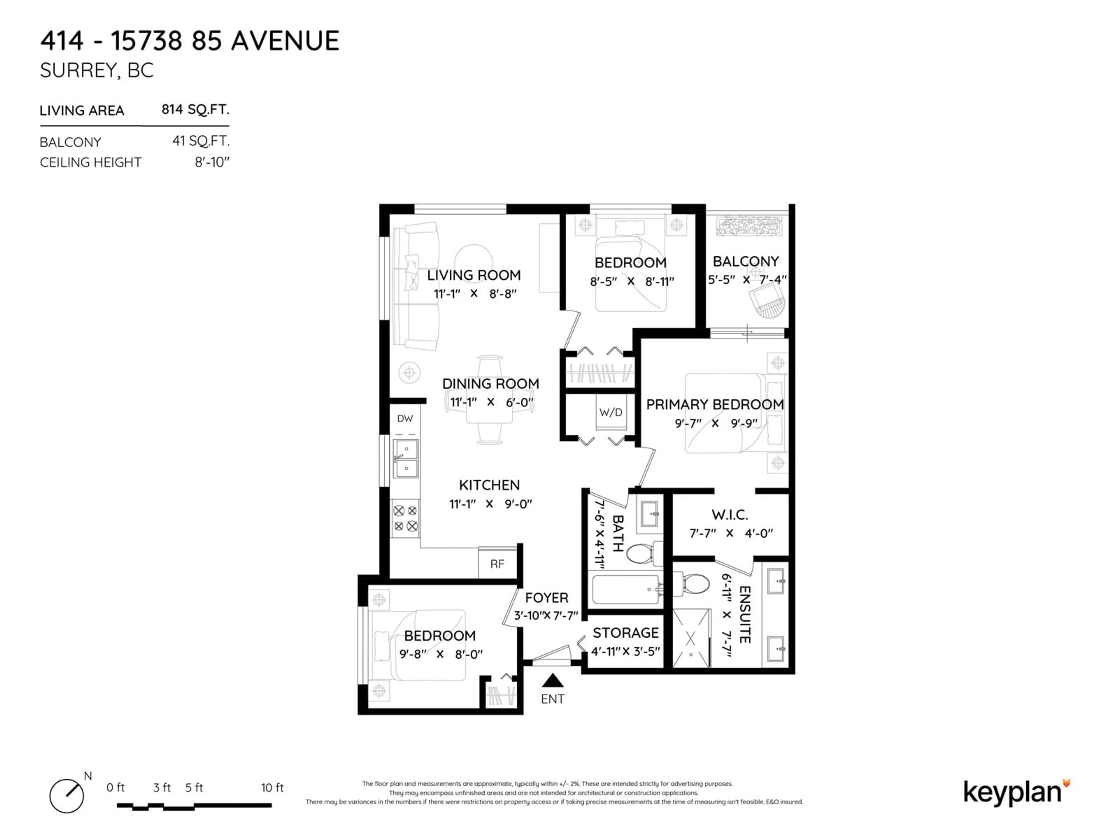 Floor plan for 414 15738 85 AVENUE, Surrey British Columbia V4N6Y1