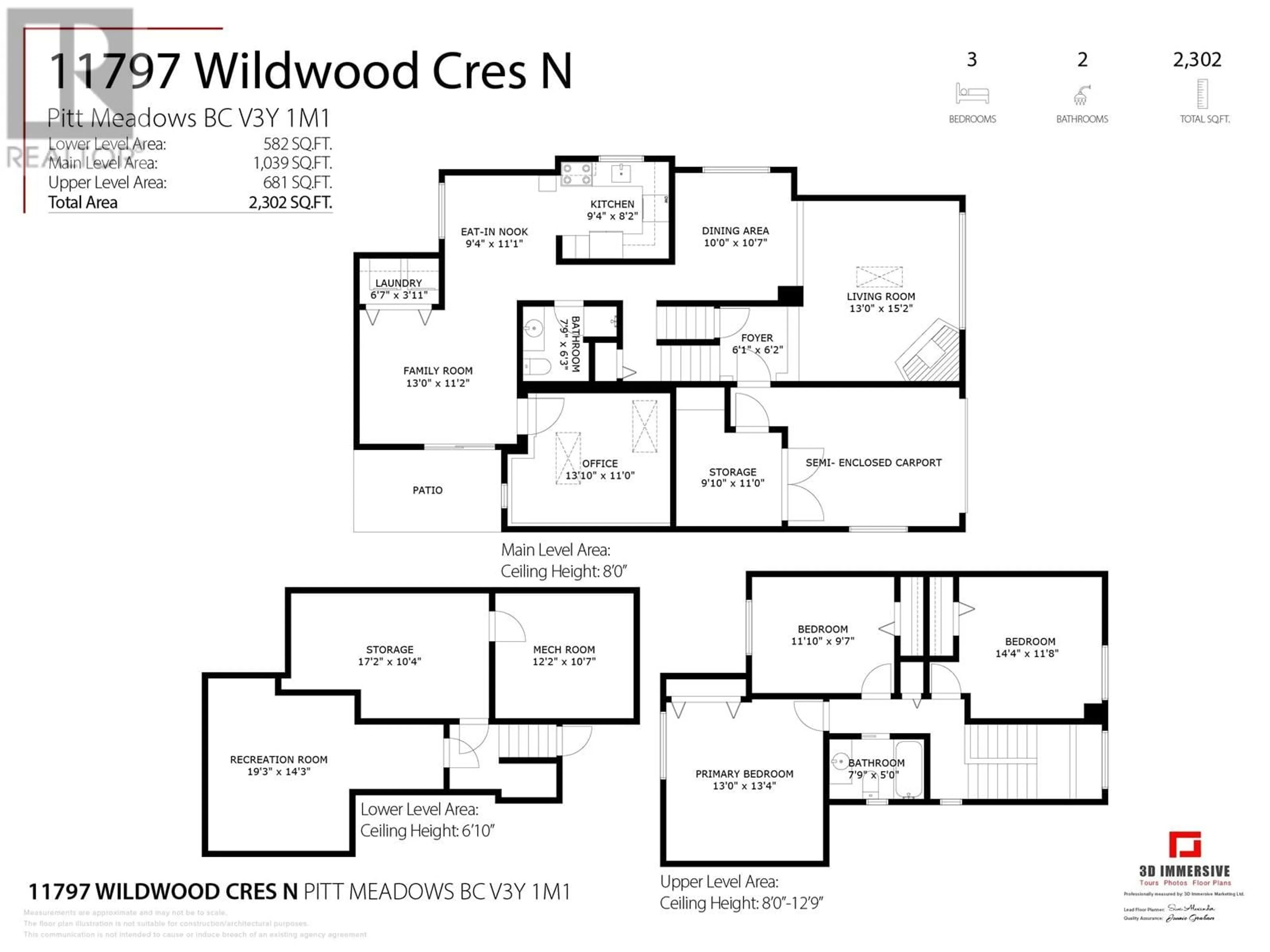 Floor plan for 11797 N WILDWOOD CRESCENT, Pitt Meadows British Columbia V3Y1M1