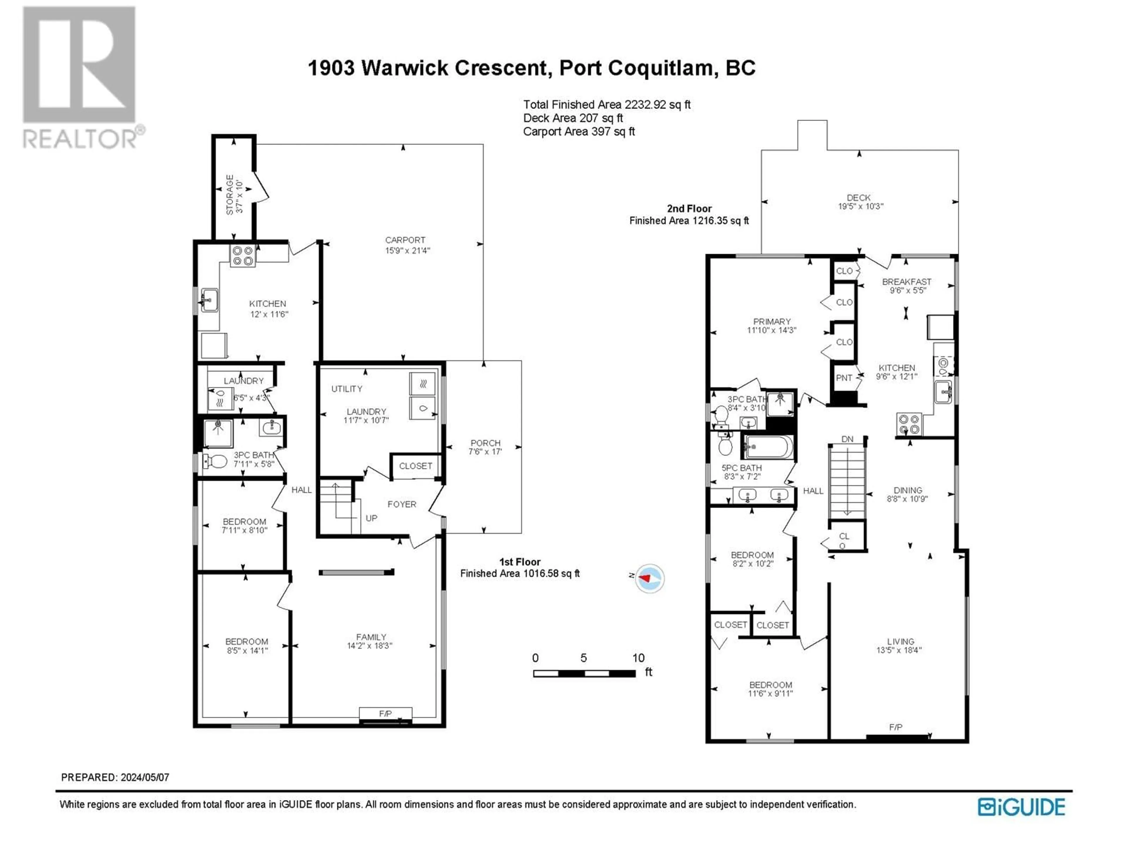 Floor plan for 1903 WARWICK CRESCENT, Port Coquitlam British Columbia V3C4J4