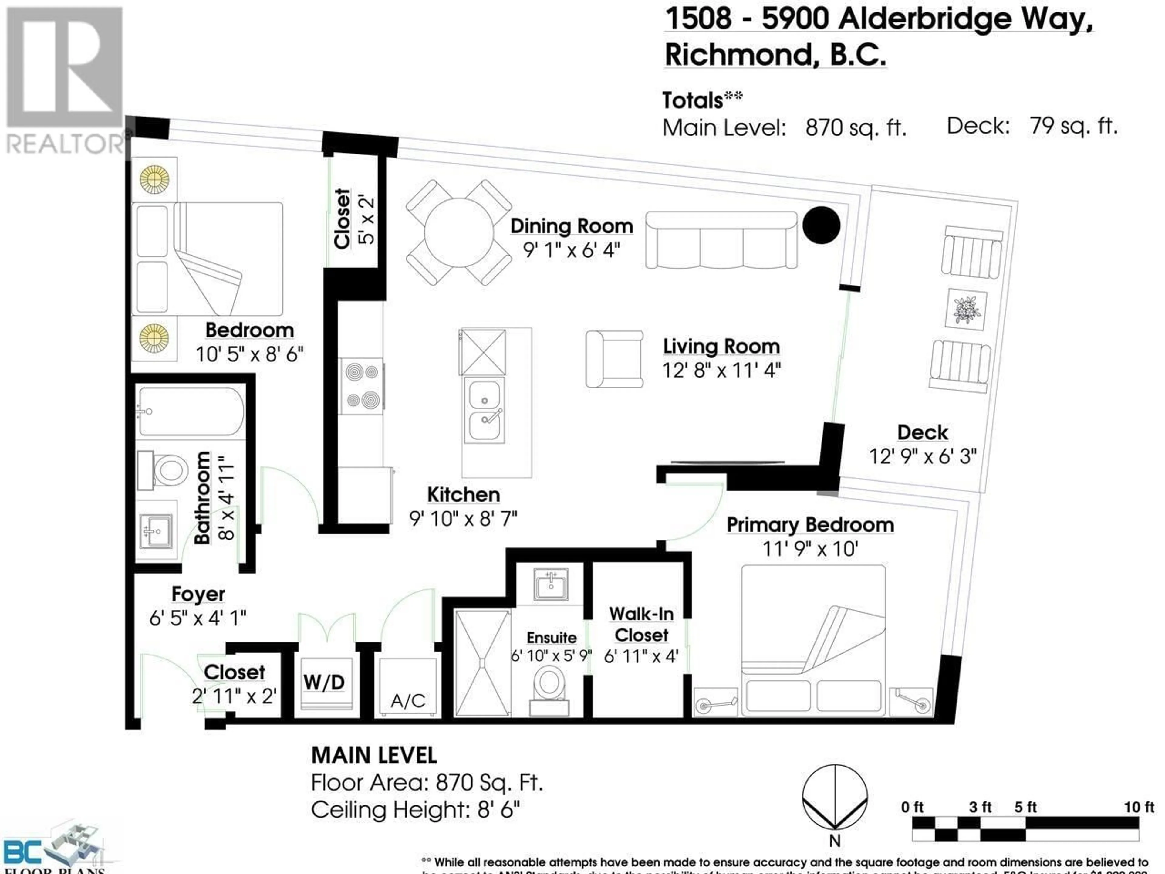 Floor plan for 1508 5900 ALDERBRIDGE WAY, Richmond British Columbia V6X0B6