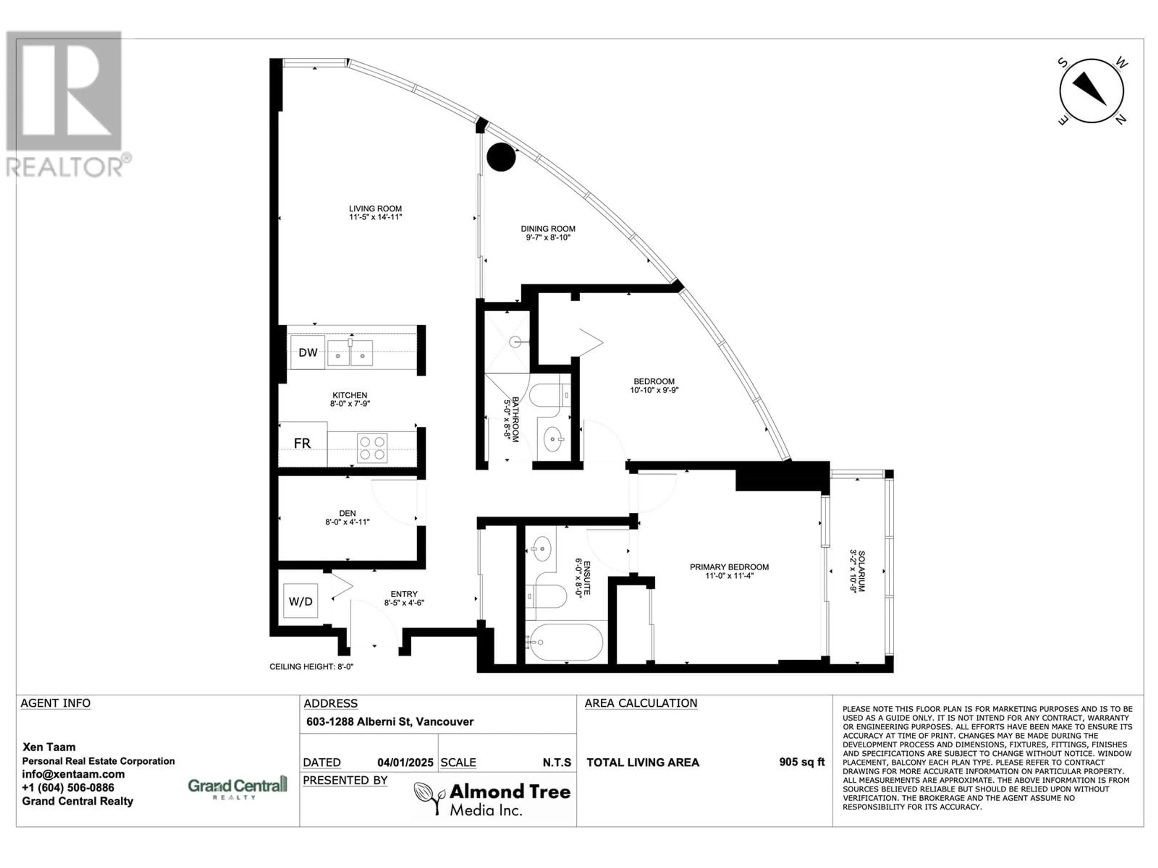 Floor plan for 603 1288 ALBERNI STREET, Vancouver British Columbia V6E4N5