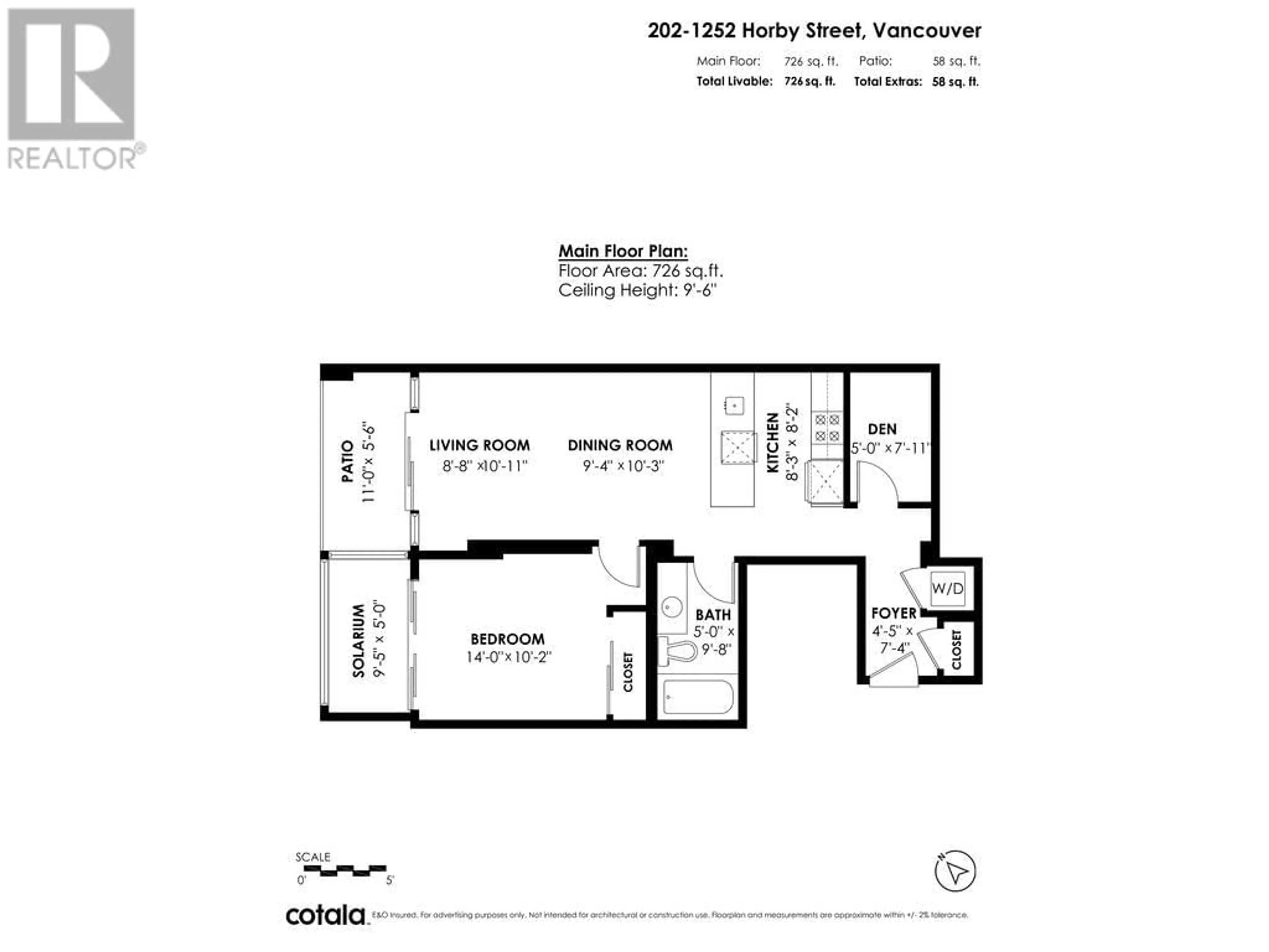 Floor plan for 202 1252 HORNBY STREET, Vancouver British Columbia V6Z0A3