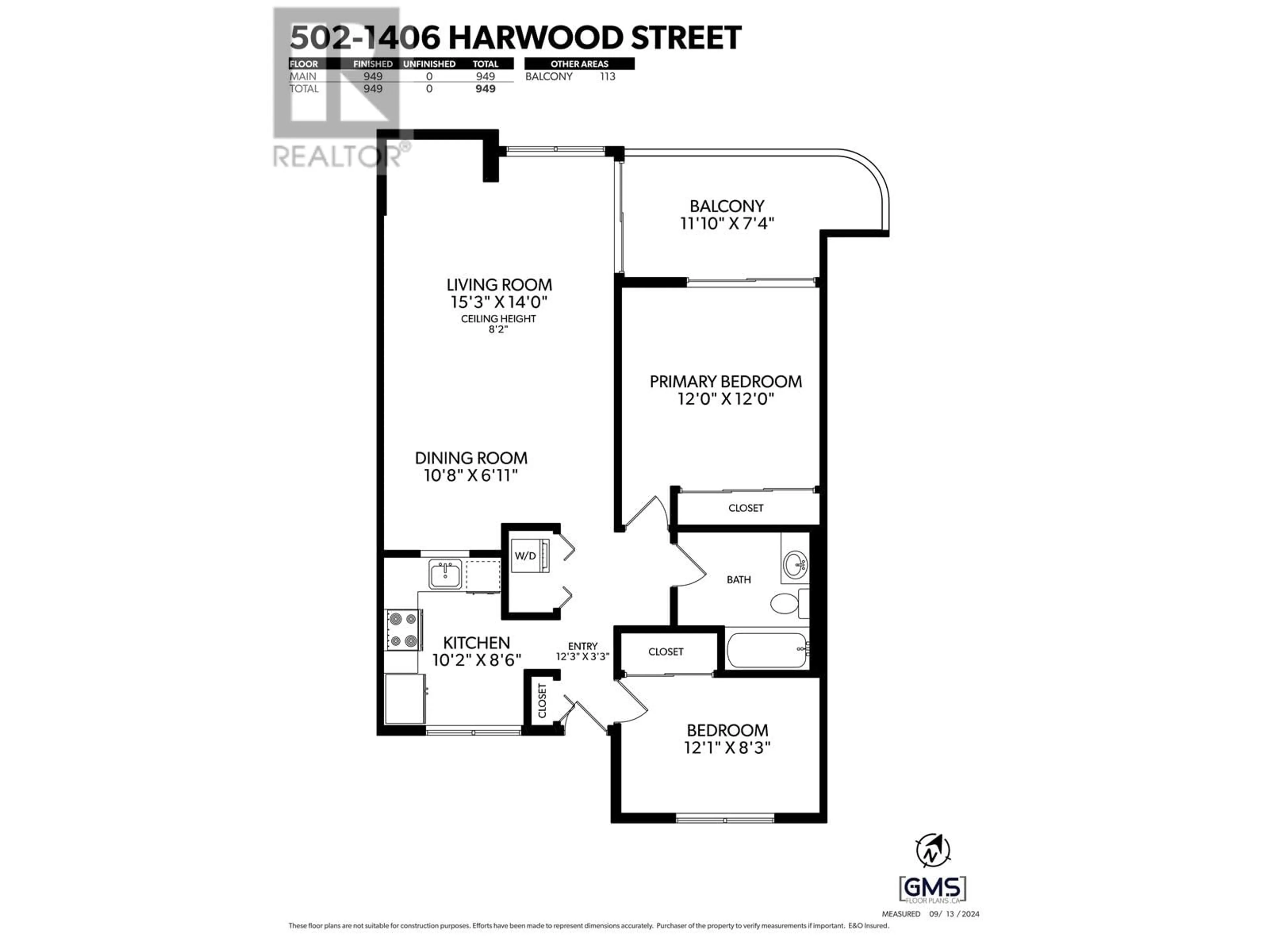 Floor plan for 502 1406 HARWOOD STREET, Vancouver British Columbia V6G1X5