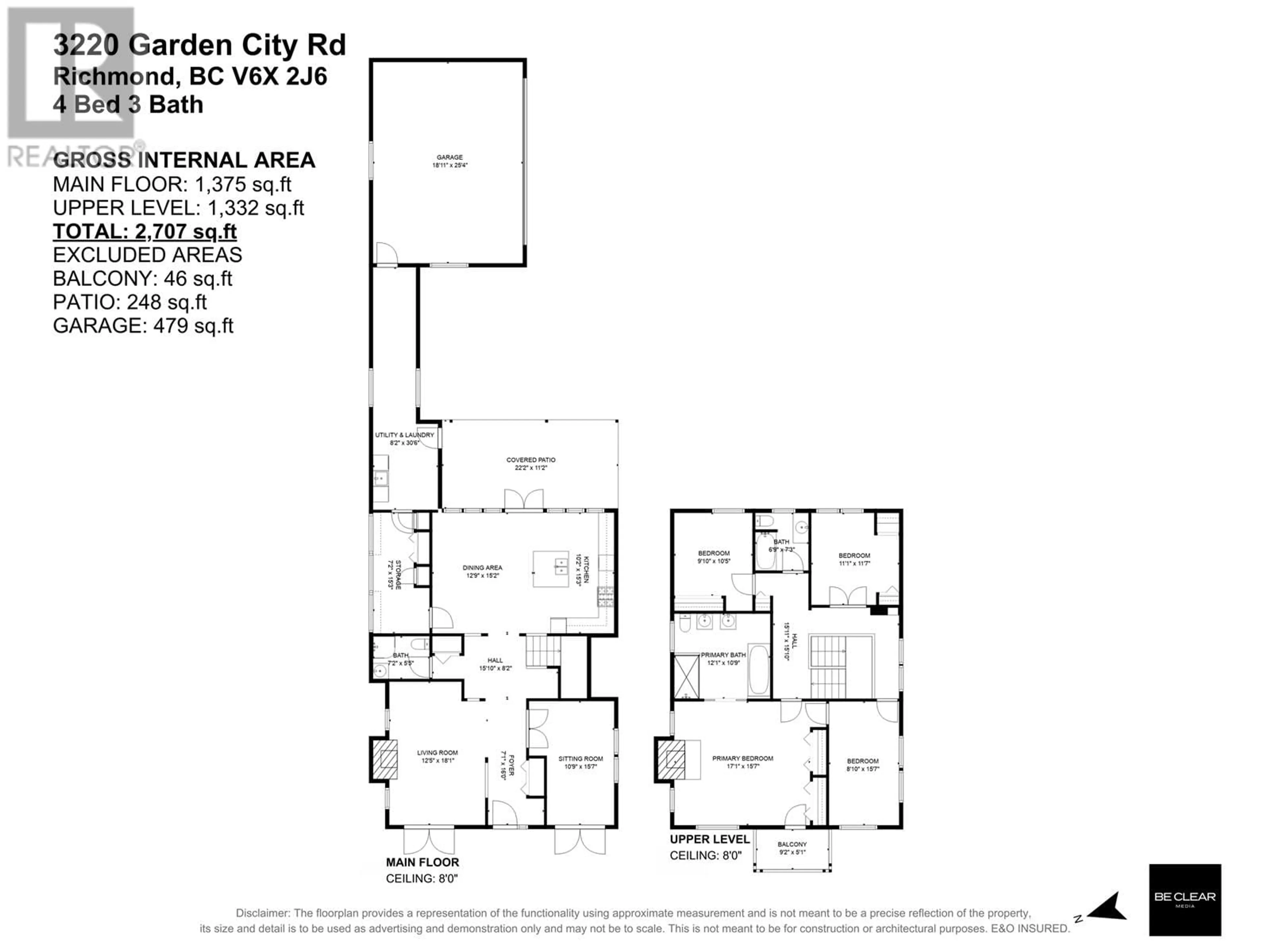 Floor plan for 3220 GARDEN CITY ROAD, Richmond British Columbia V6X2J6