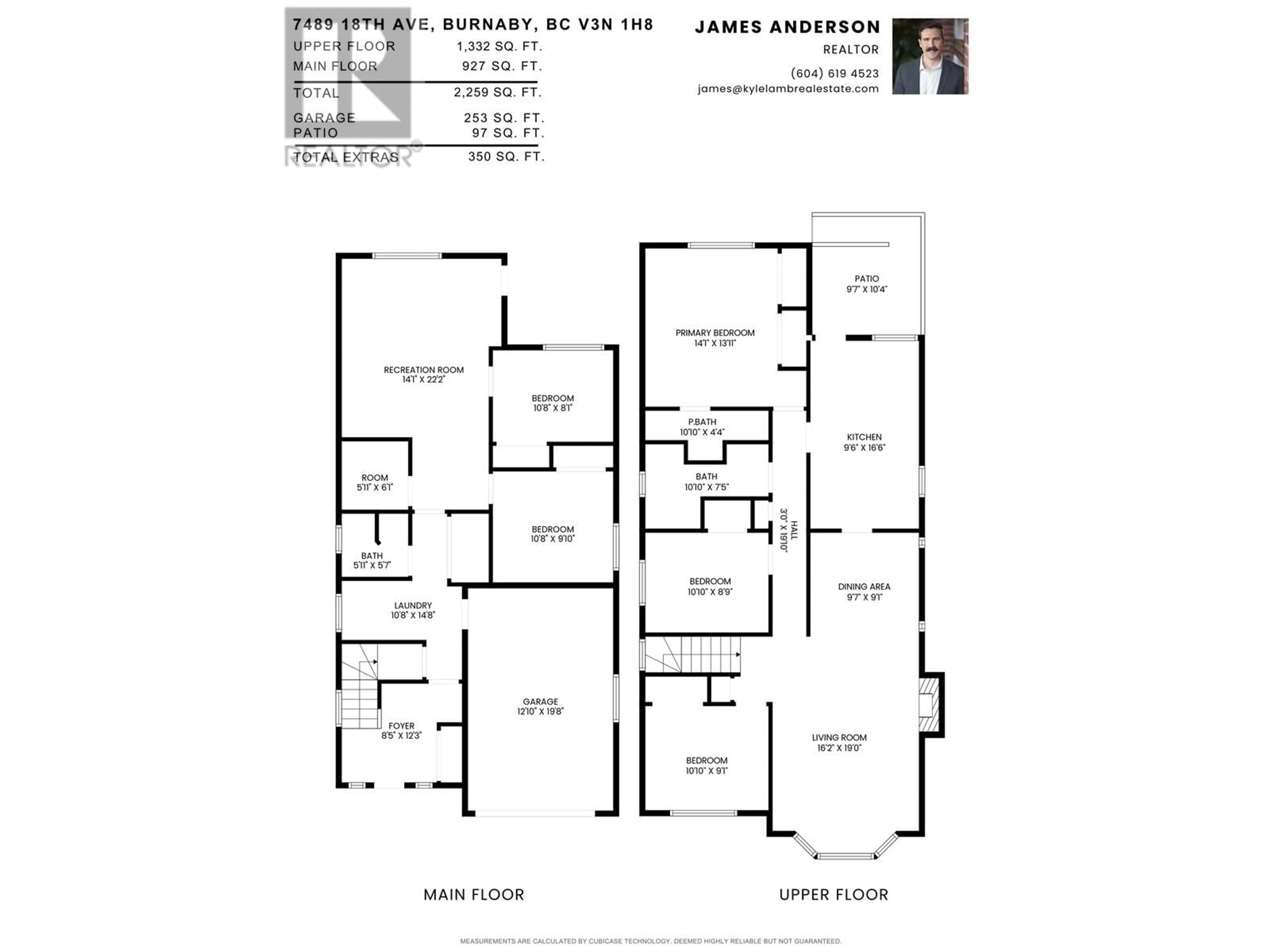 Floor plan for 7489 18TH AVENUE, Burnaby British Columbia V3N1H8