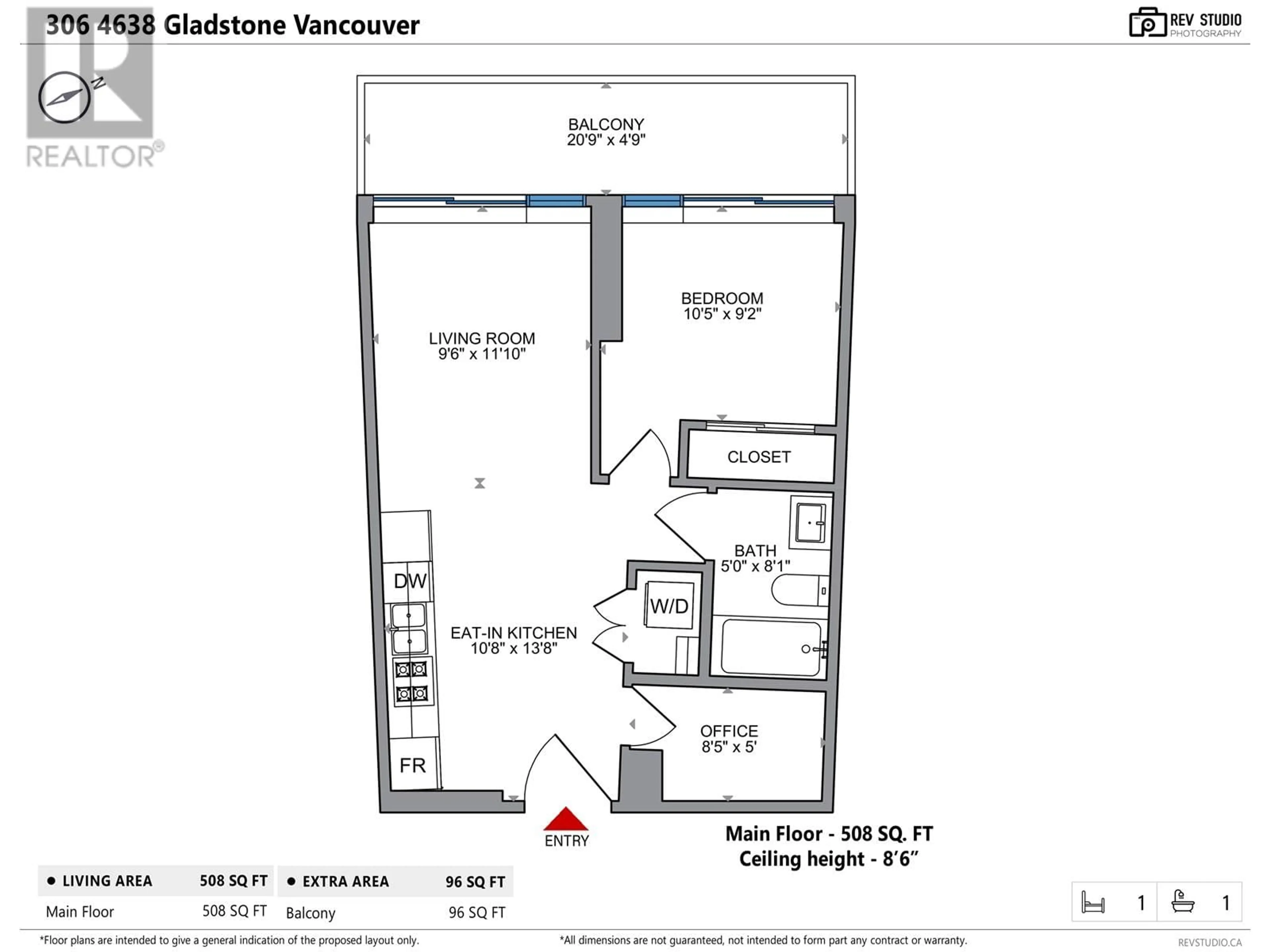 Floor plan for 306 4638 GLADSTONE STREET, Vancouver British Columbia V5N0G5