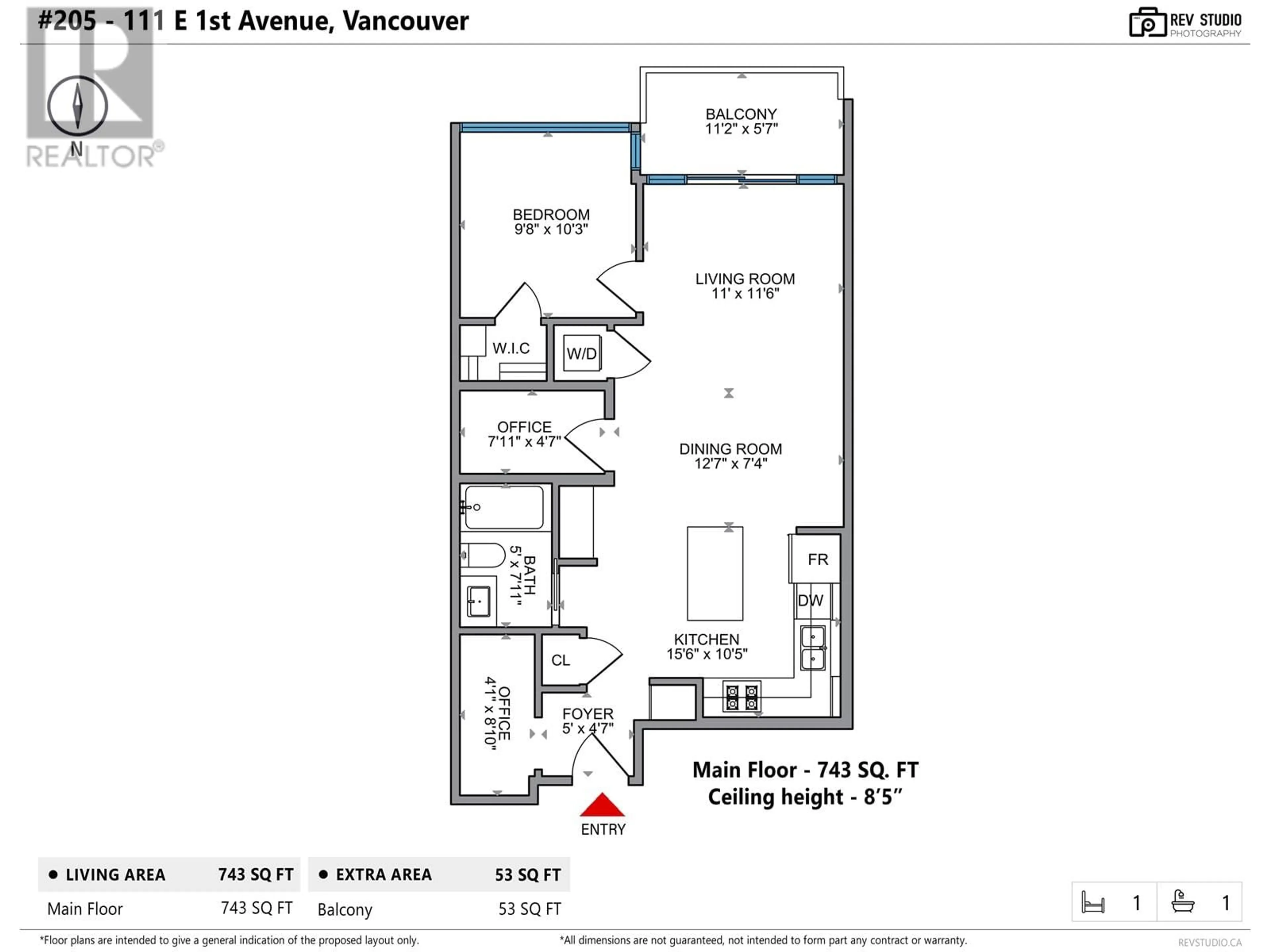 Floor plan for 205 - 111 1ST AVENUE, Vancouver British Columbia V6A0E9