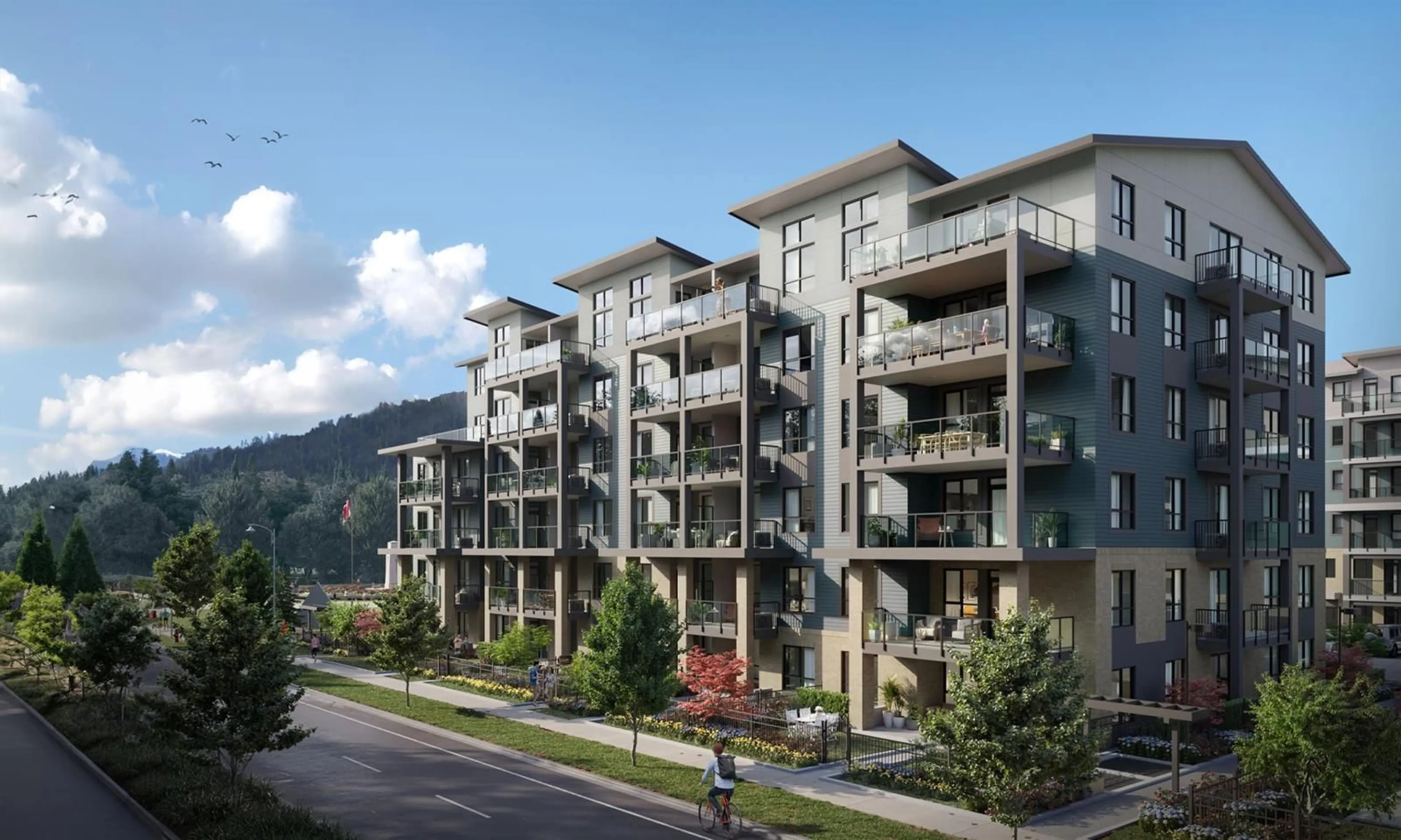 Patio, mountain view for 211 45497 CAMPUS DRIVE|Garrison Crossing, Chilliwack British Columbia V2R6L8