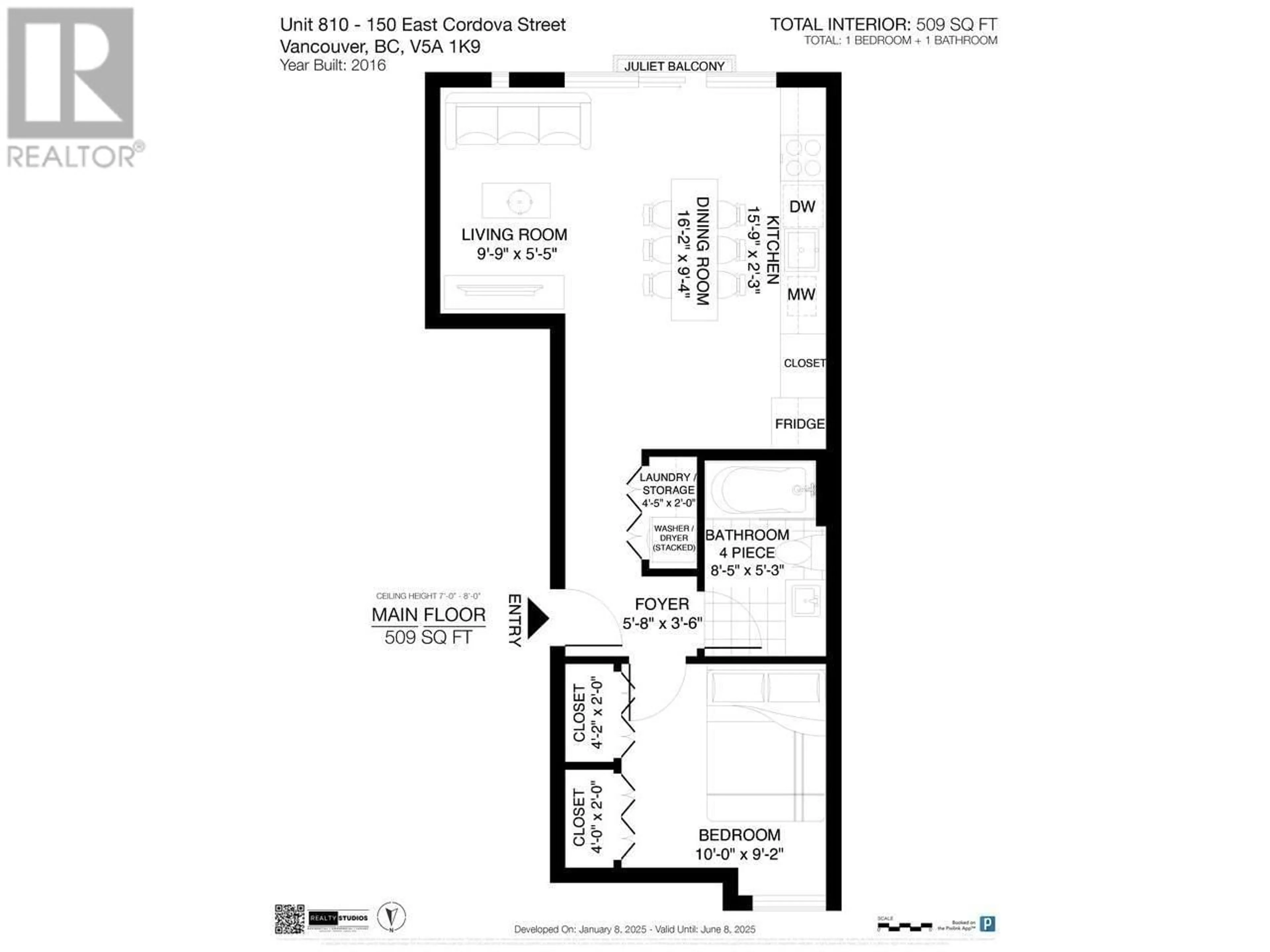 Floor plan for 810 150 E CORDOVA STREET, Vancouver British Columbia V6A0E7