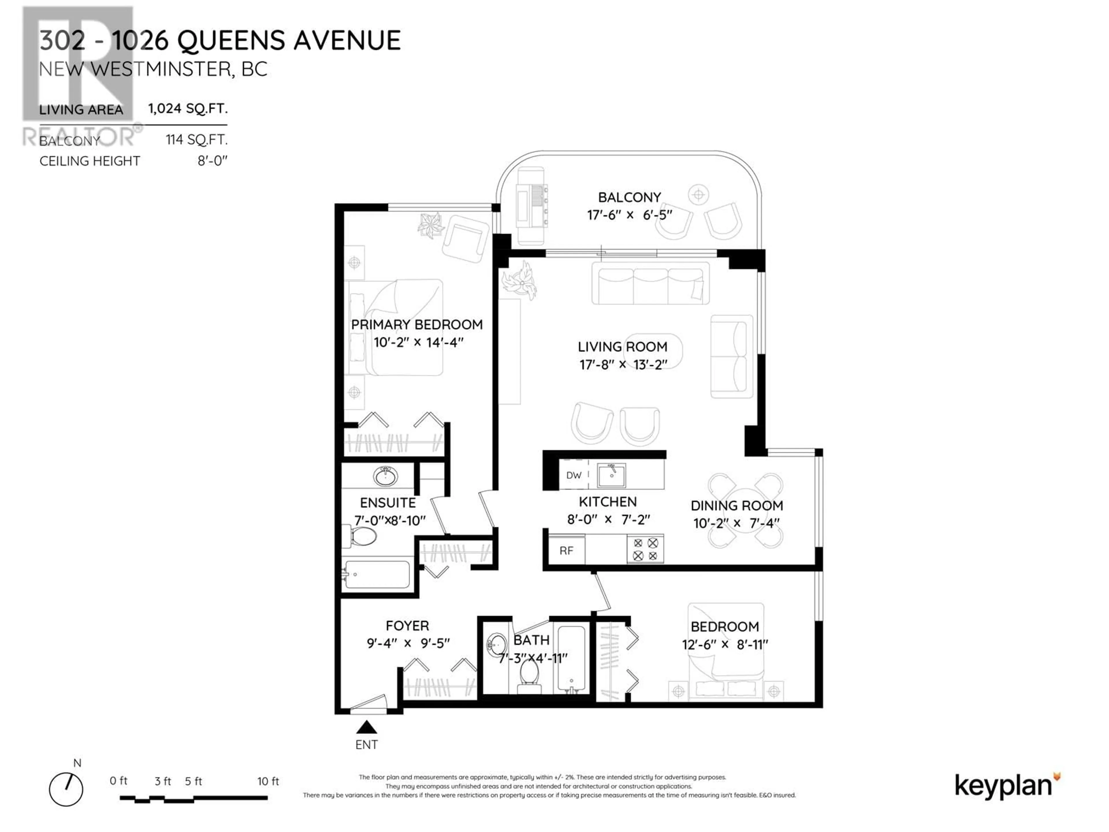 Floor plan for 302 1026 QUEENS AVENUE, New Westminster British Columbia V3M6B2